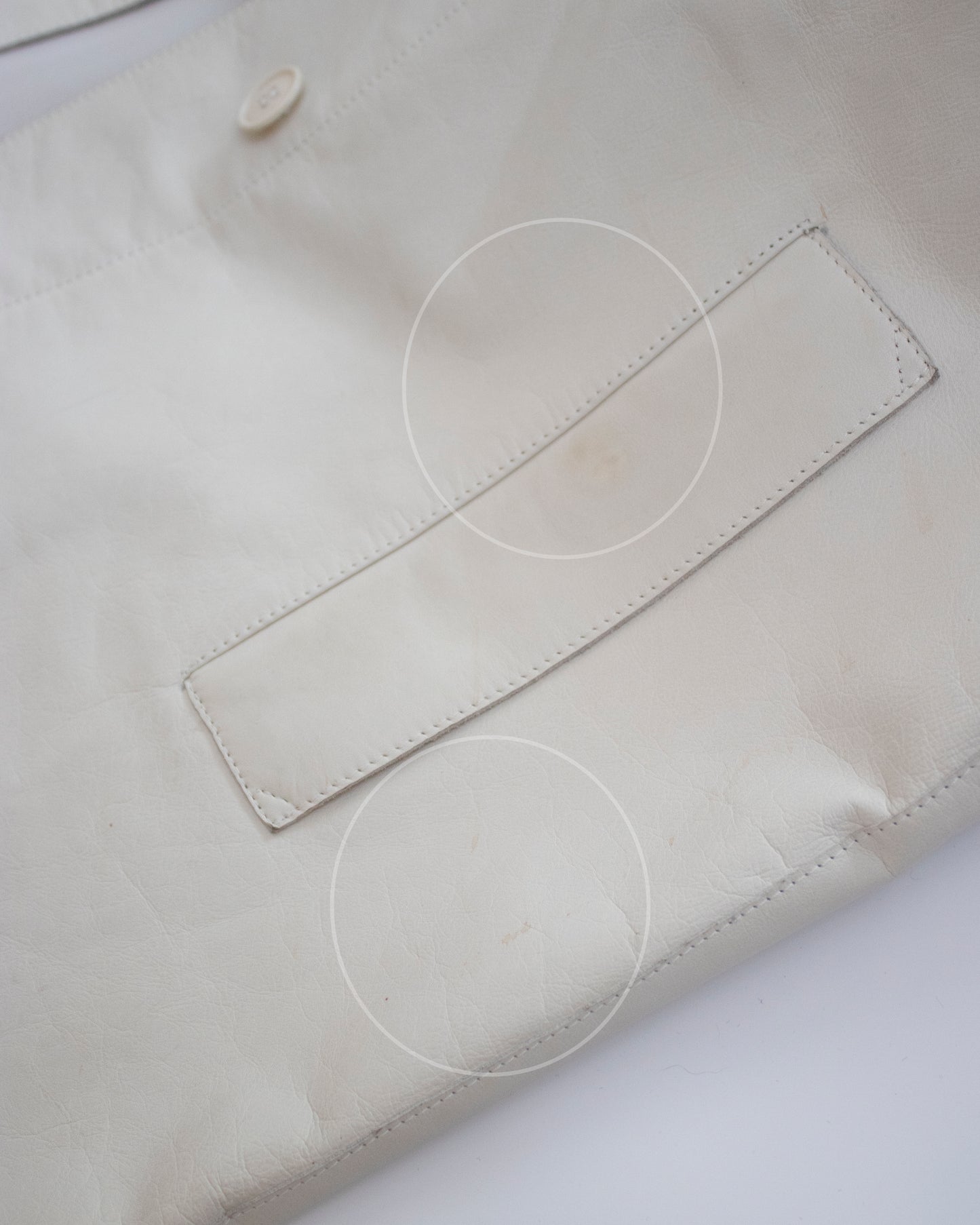 Vintage S/S 2000 Calvin Klein Collection Off-white Leather Runway Coat / XS-S