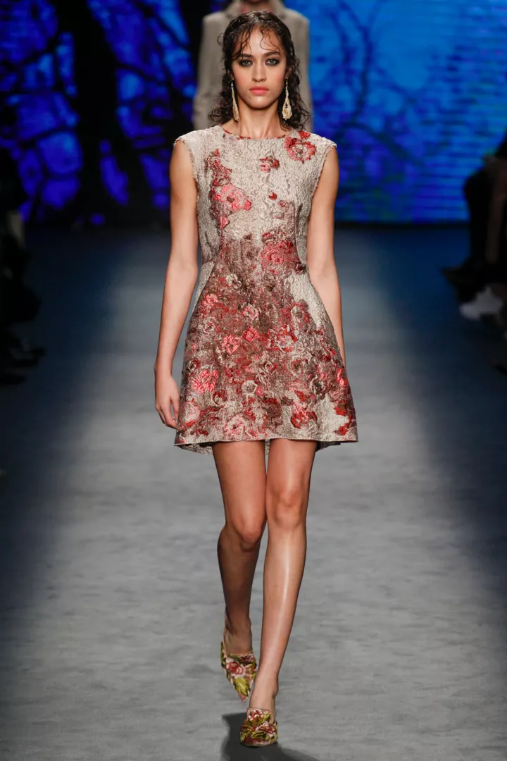 Alberta Ferretti F/W 2016 Beige/Pink Jacquard Runway Dress / IT 44 (M)