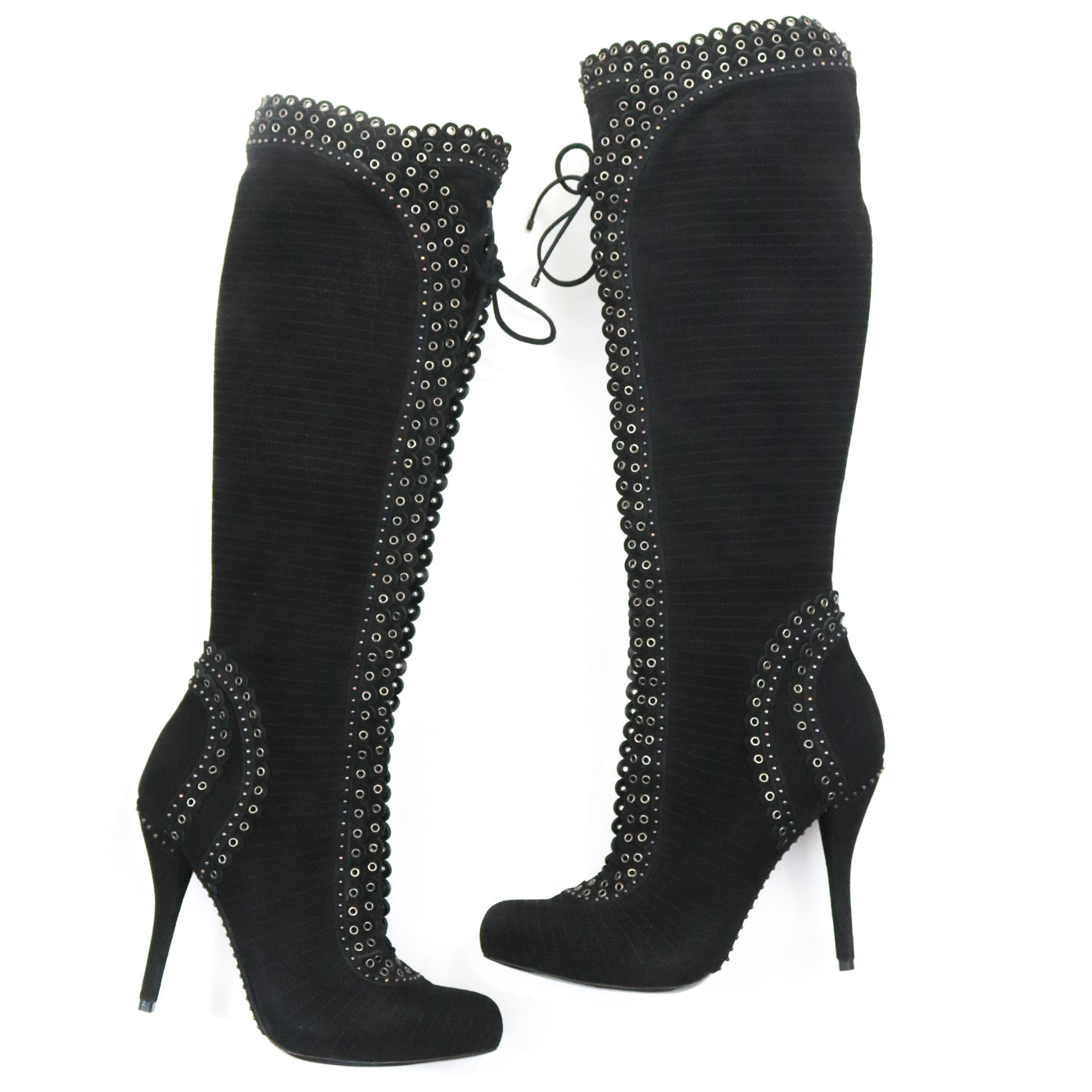 Christian Dior Muse Suede Corset Boots Eyelet Detail / 36.5 (US 6.5)