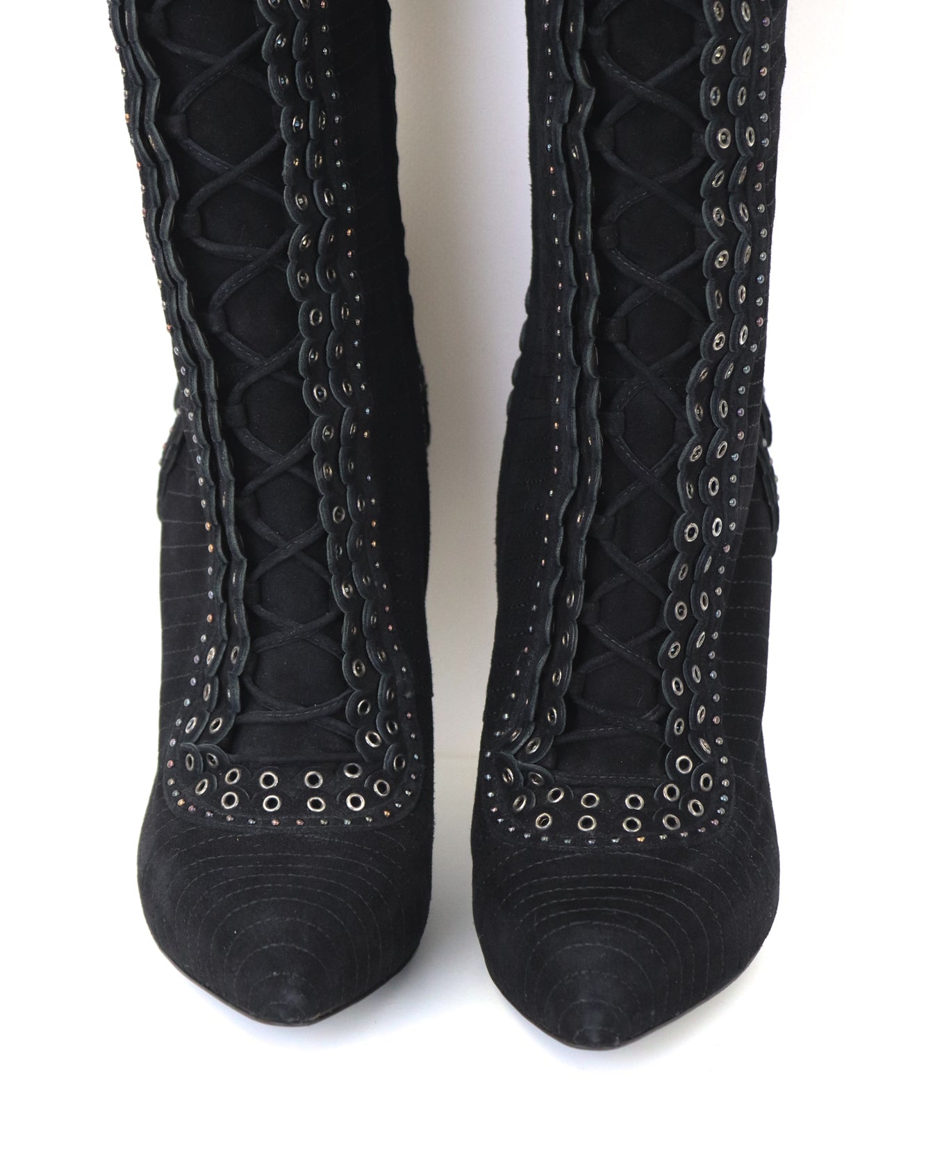 Christian Dior Muse Suede Corset Boots Eyelet Detail / 36.5 (US 6.5)