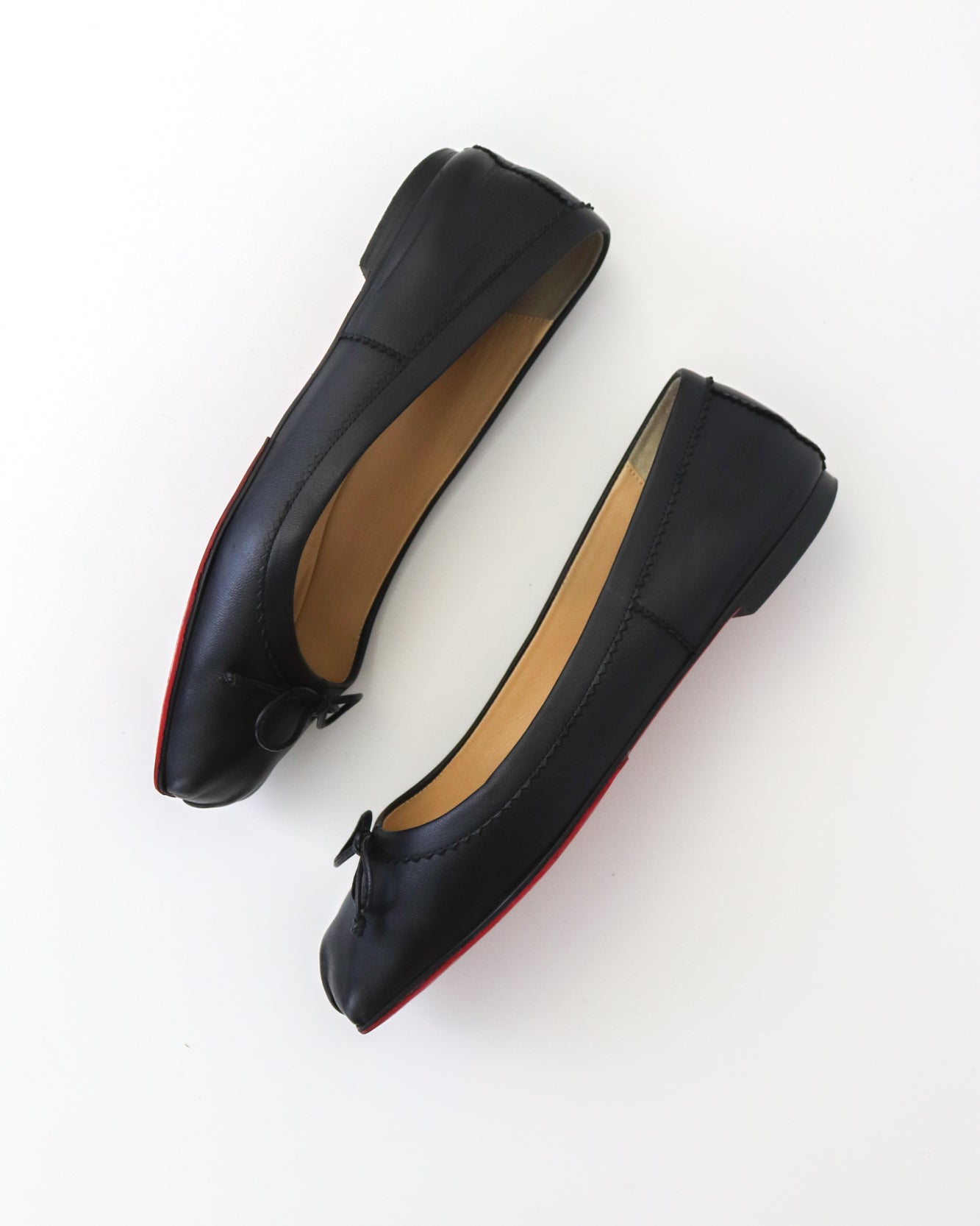 Christian Louboutin Mamadrague Black Leather Ballet Flat Shoes / 37 (US 7)