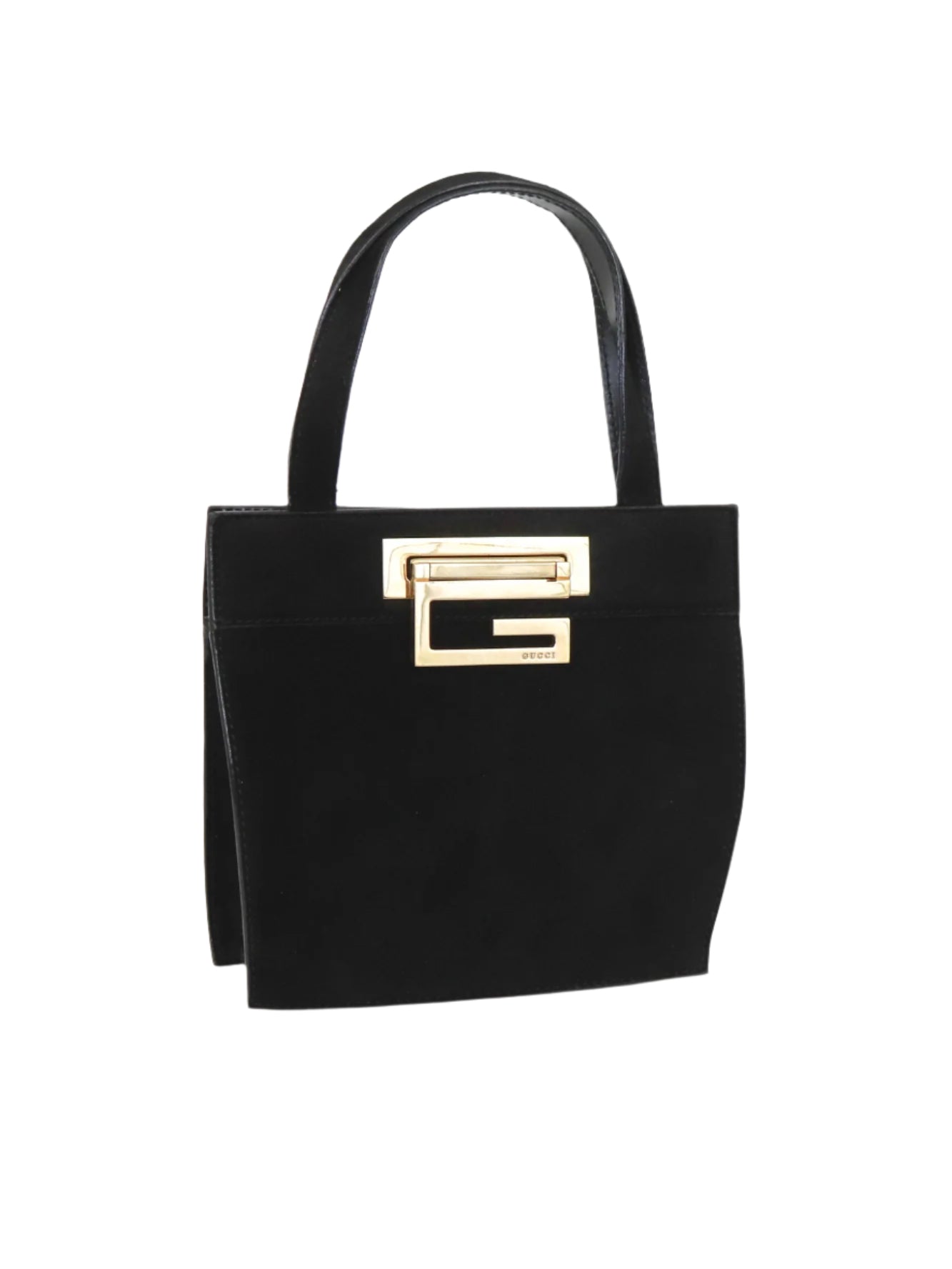 F/W 1997 Gucci by Tom Ford Black Mini Top Handle Bag Square G Clasp