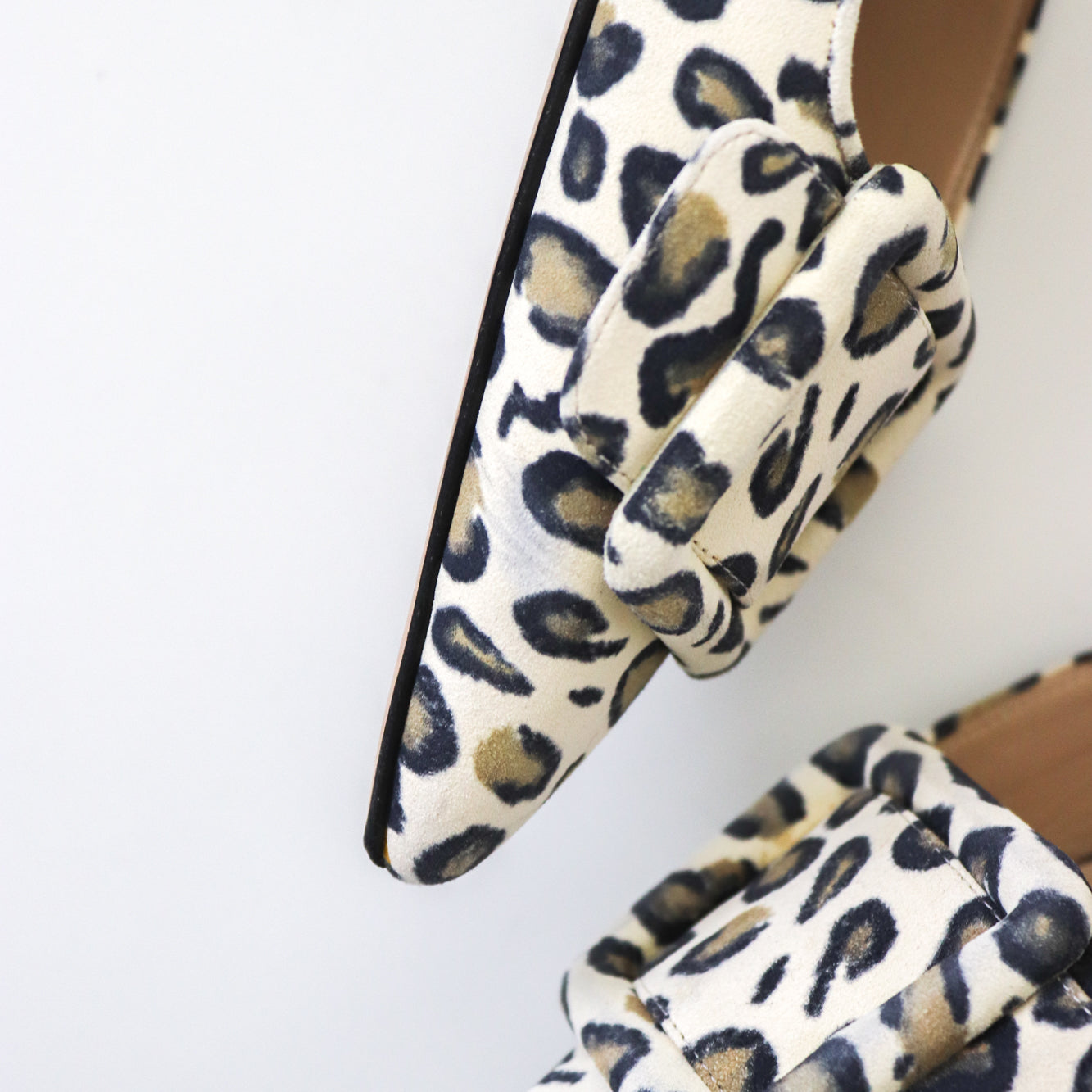 Manolo Blahnik Maysale Suede Heels Leopard Print Leather Mules / 37.5 (US 7.5)