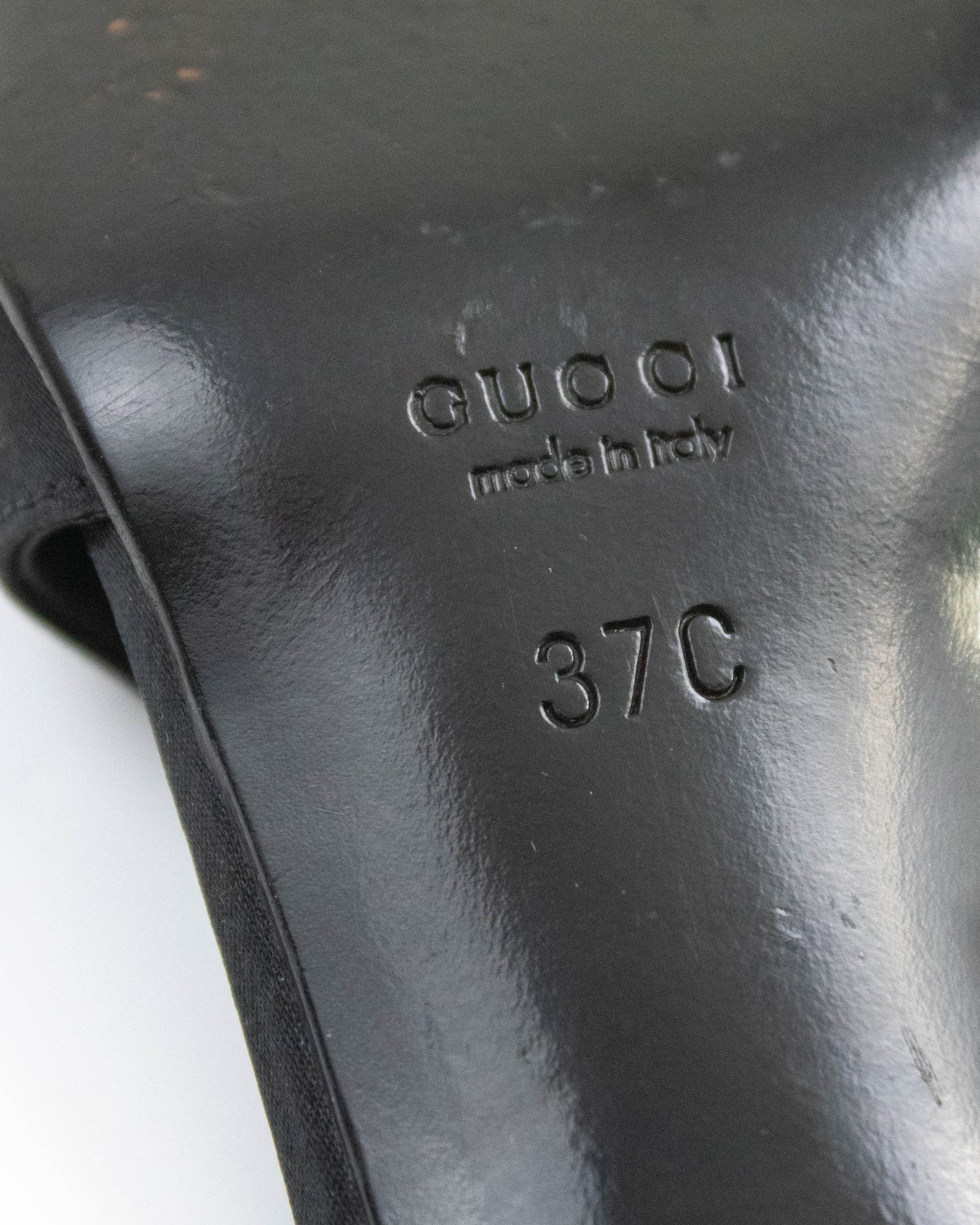 Vintage S/S 1998 Gucci Black Satin Slingback Heels G Letter Detail / 37 (US 7)