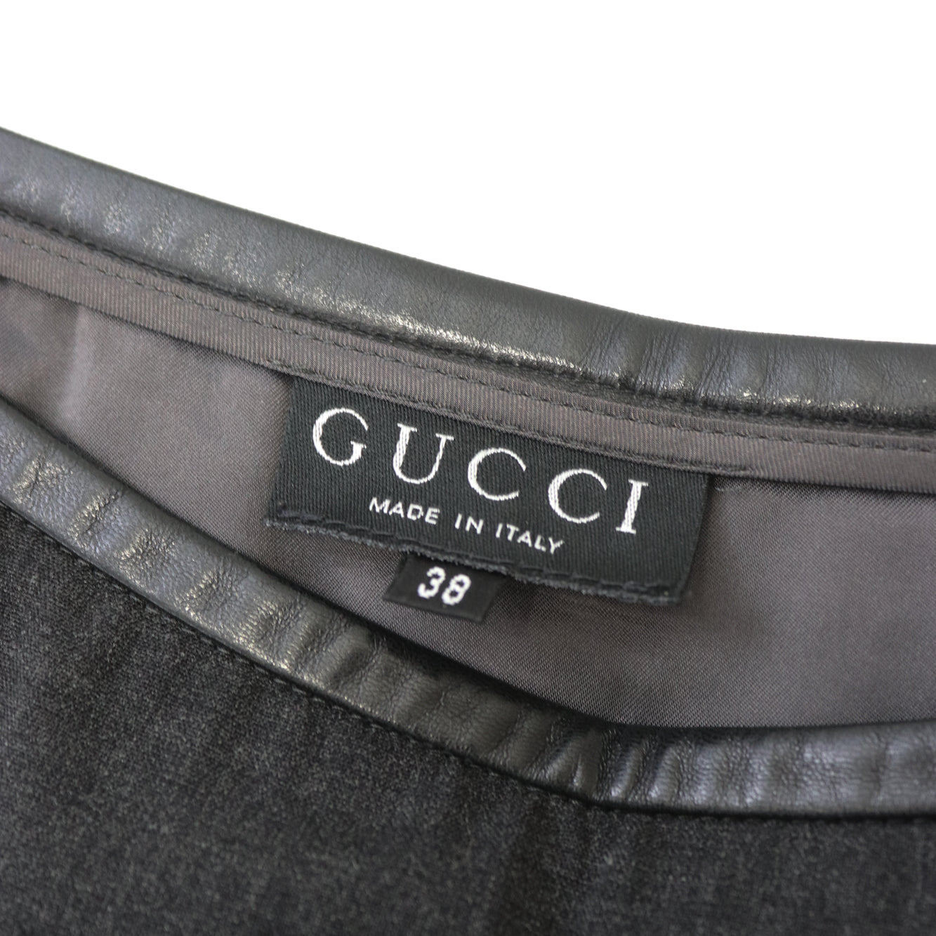 Vintage F/W 1997 Gucci by Tom Ford Wool Skirt Slit Leather Trim / IT 38 (XS)