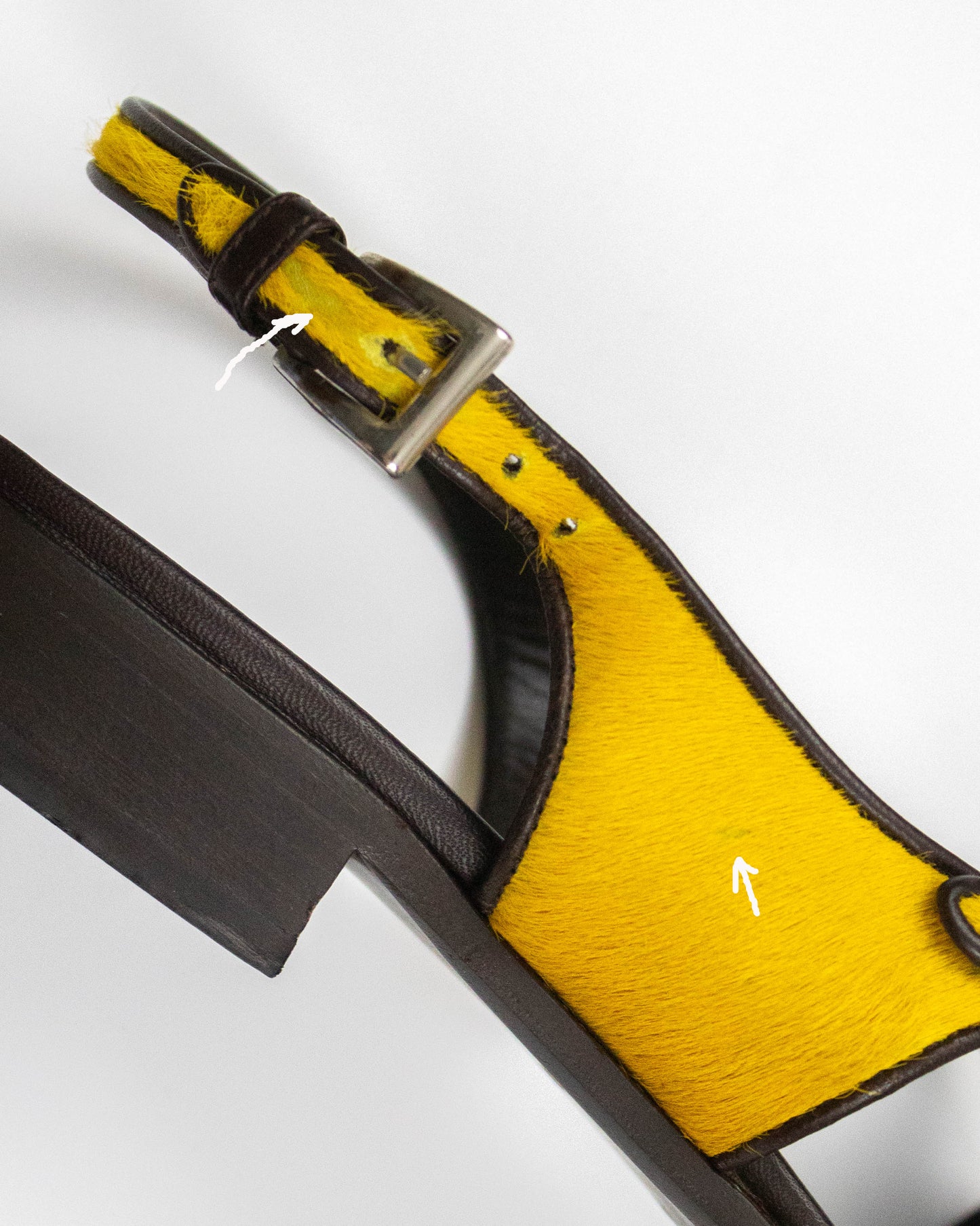 Vintage Prada S/S 1996 Yellow Pony Hair Sandals / 37 (US 7)