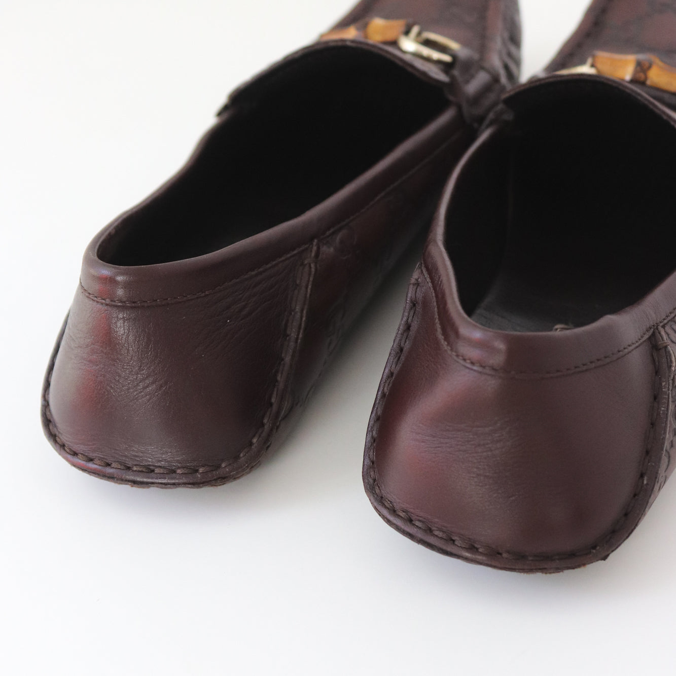 Vintage Gucci Guccissima Monogram Leather Loafers Moccasin Bamboo Horsebit Detail / 40 (US 10)