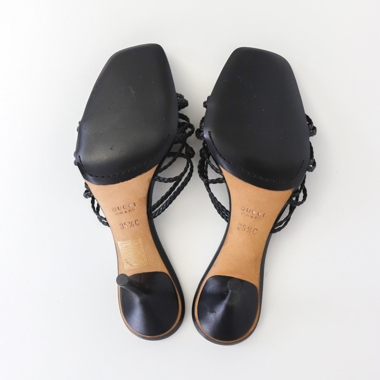Vintage F/W 2002 Gucci by Tom Ford Black Braided Leather Mules / 35.5 (US 5.5)