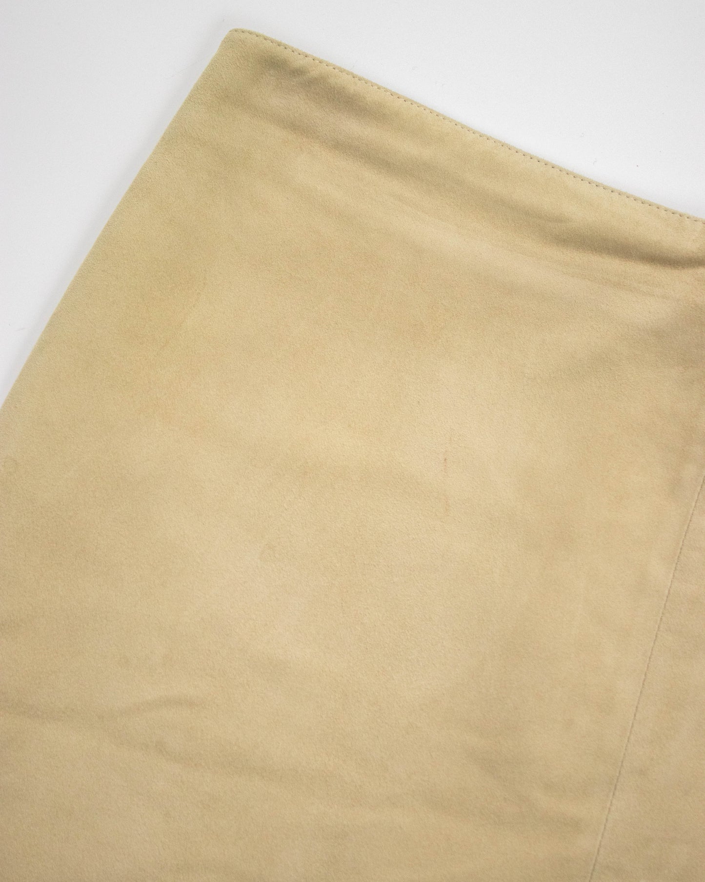Vintage S/S 2001 Calvin Klein Collection Beige Suede Jacket Skirt Set / M