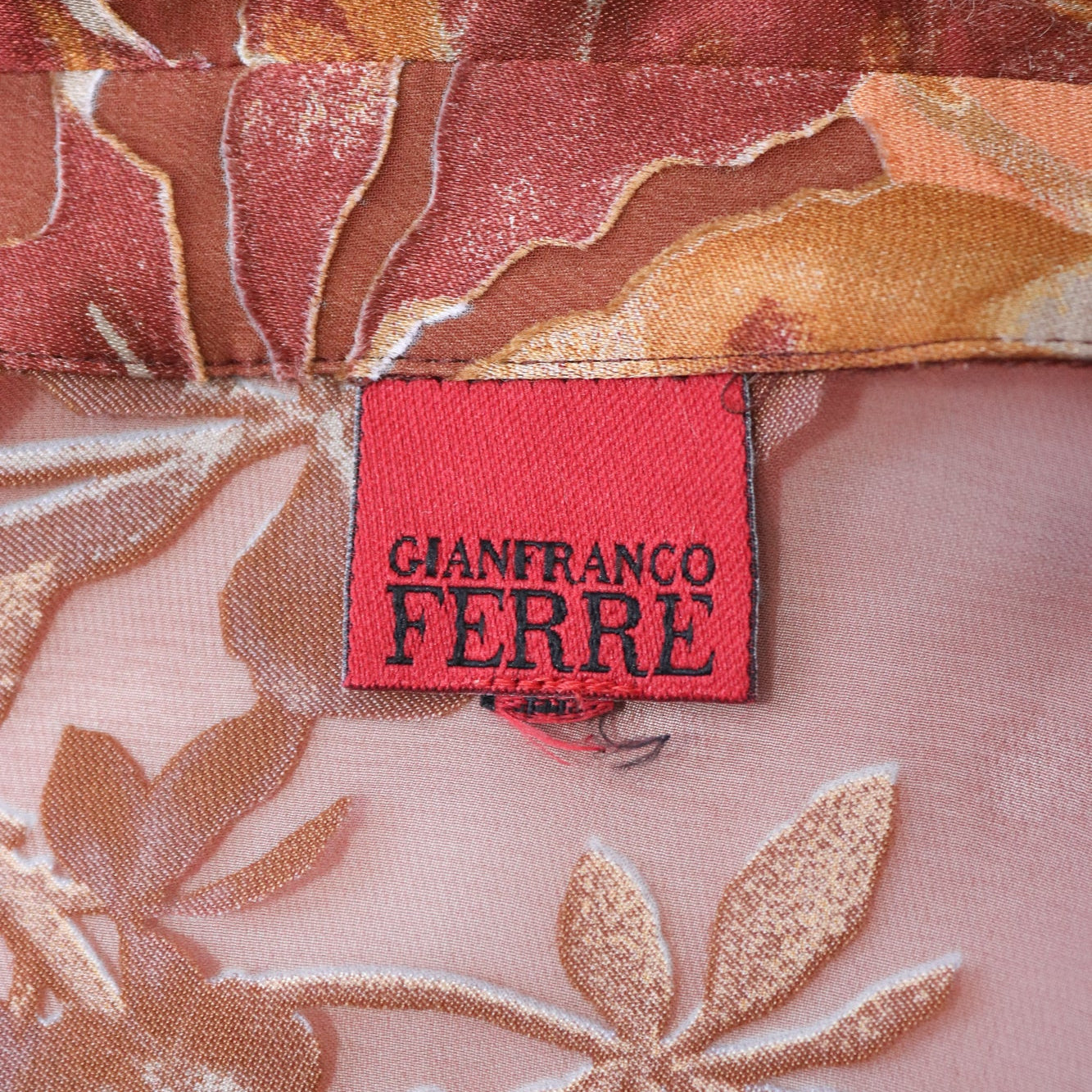 Vintage Gianfranco Ferre Viscose Silk Sheer Floral Print Blouse / L