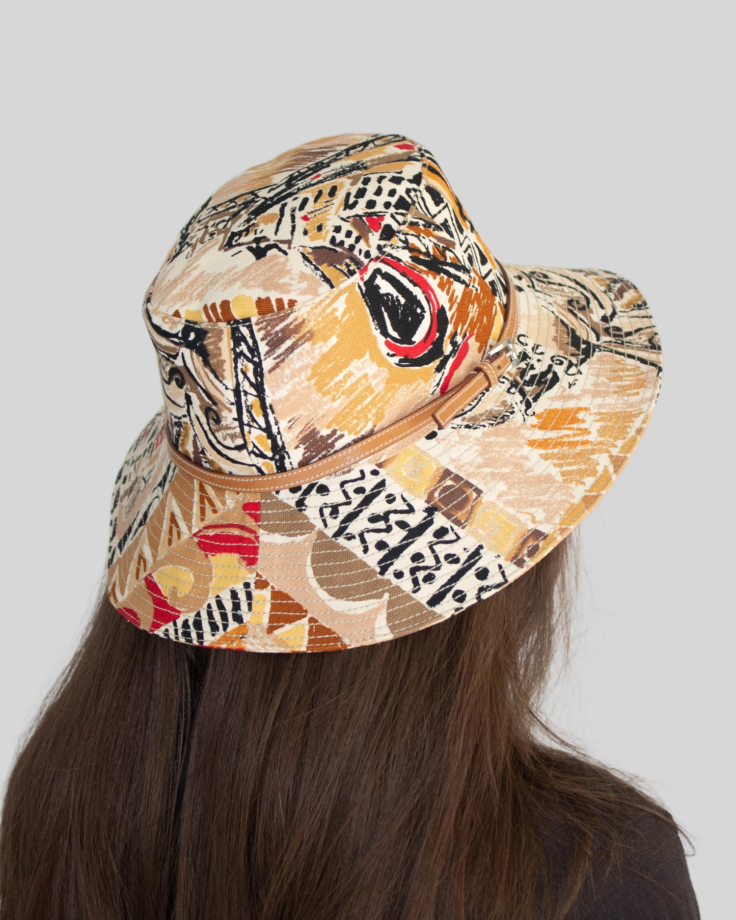 Vintage S/S 2004 Prada Venice Postcard Print Cotton Hat / M
