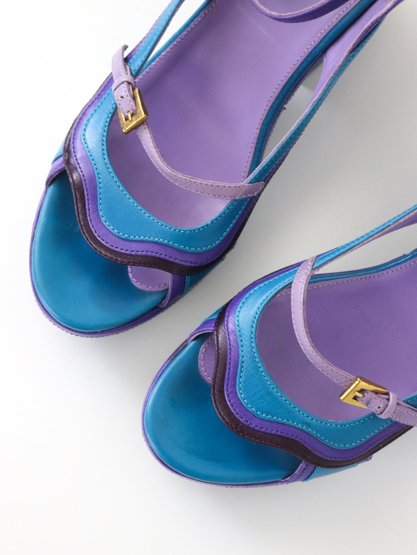 S/S 2008 Prada James Jean Fairy Collection Blue Purple Wave Sandals / 36.5 (US 6.5)