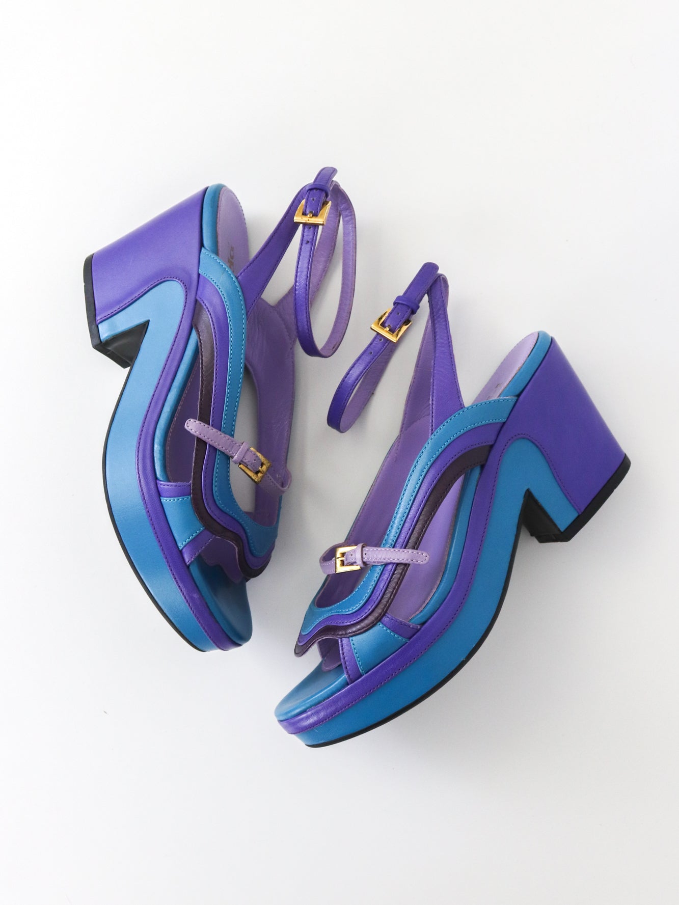 S/S 2008 Prada James Jean Fairy Collection Blue Purple Wave Sandals / 36.5 (US 6.5)