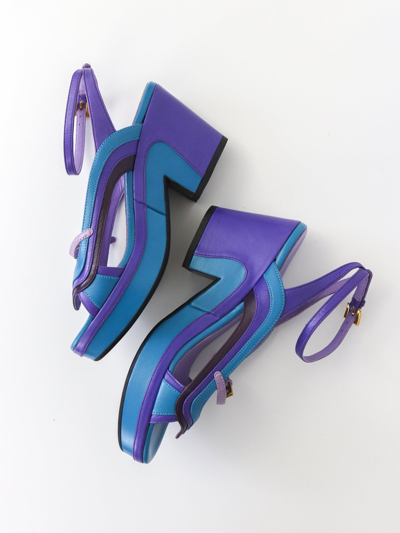 S/S 2008 Prada James Jean Fairy Collection Blue Purple Wave Sandals / 36.5 (US 6.5)