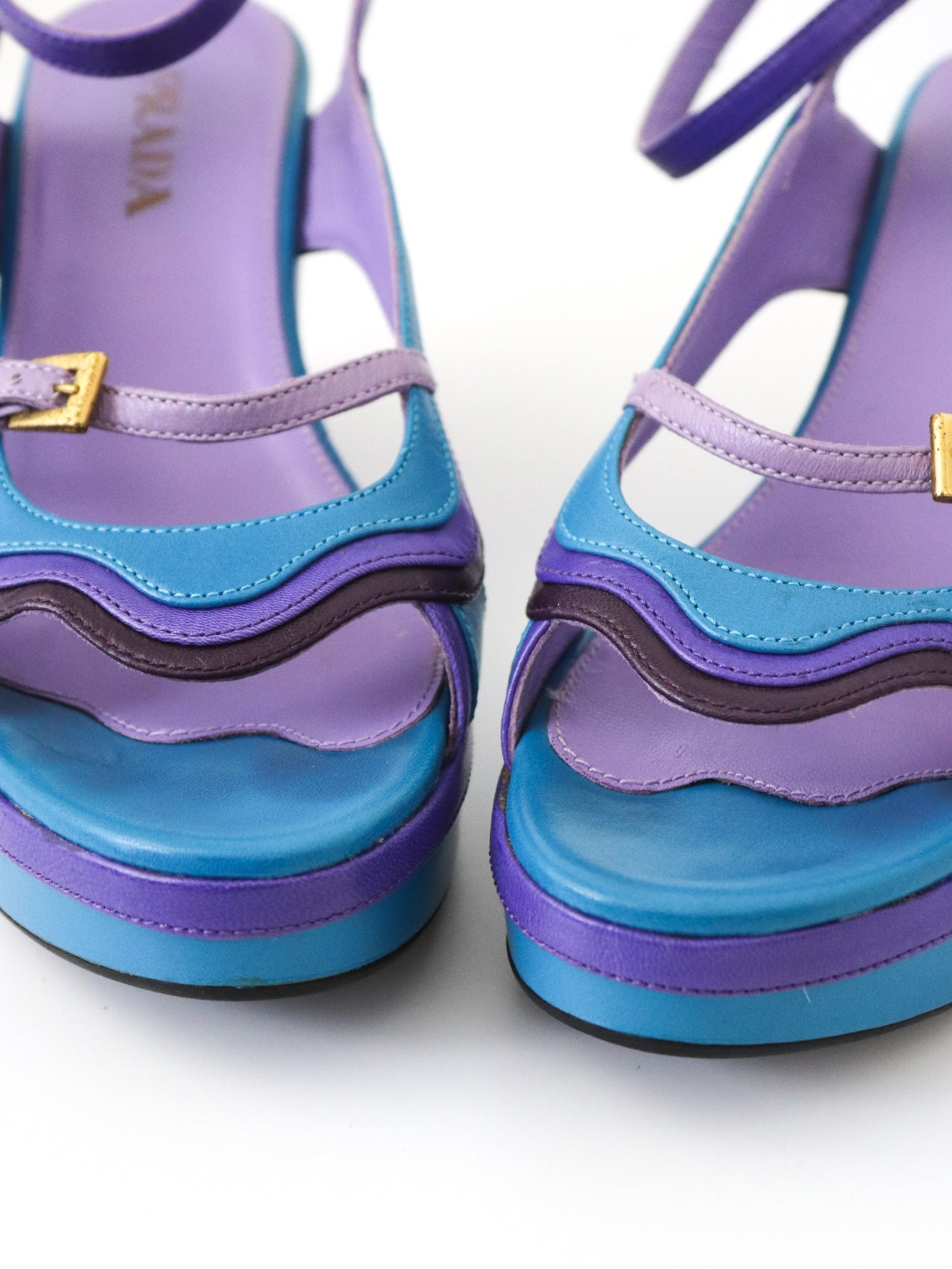 S/S 2008 Prada James Jean Fairy Collection Blue Purple Wave Sandals / 36.5 (US 6.5)