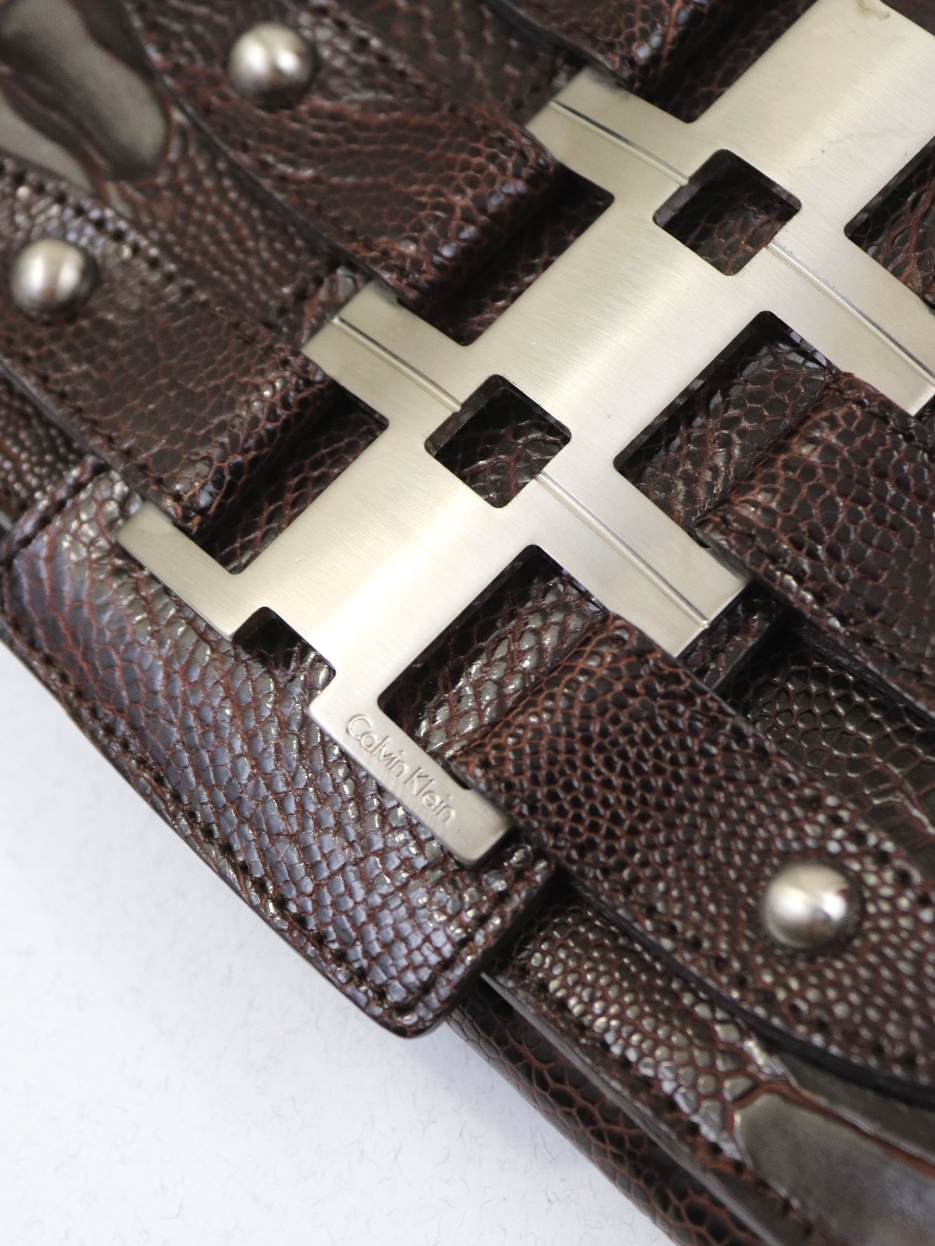 Vintage 2005 Calvin Klein Collection Ostrich Leather Baguette Bag