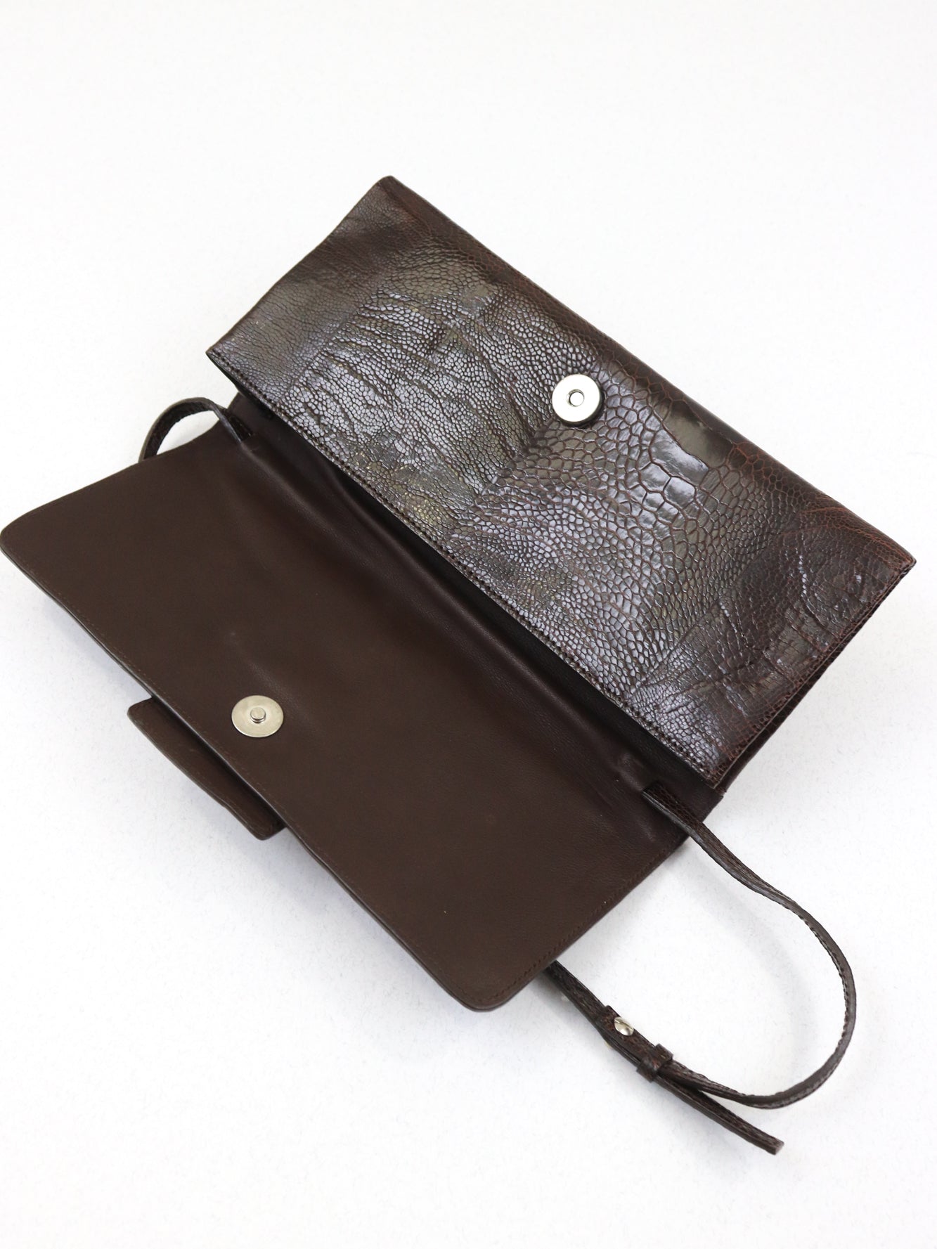Vintage 2005 Calvin Klein Collection Ostrich Leather Baguette Bag