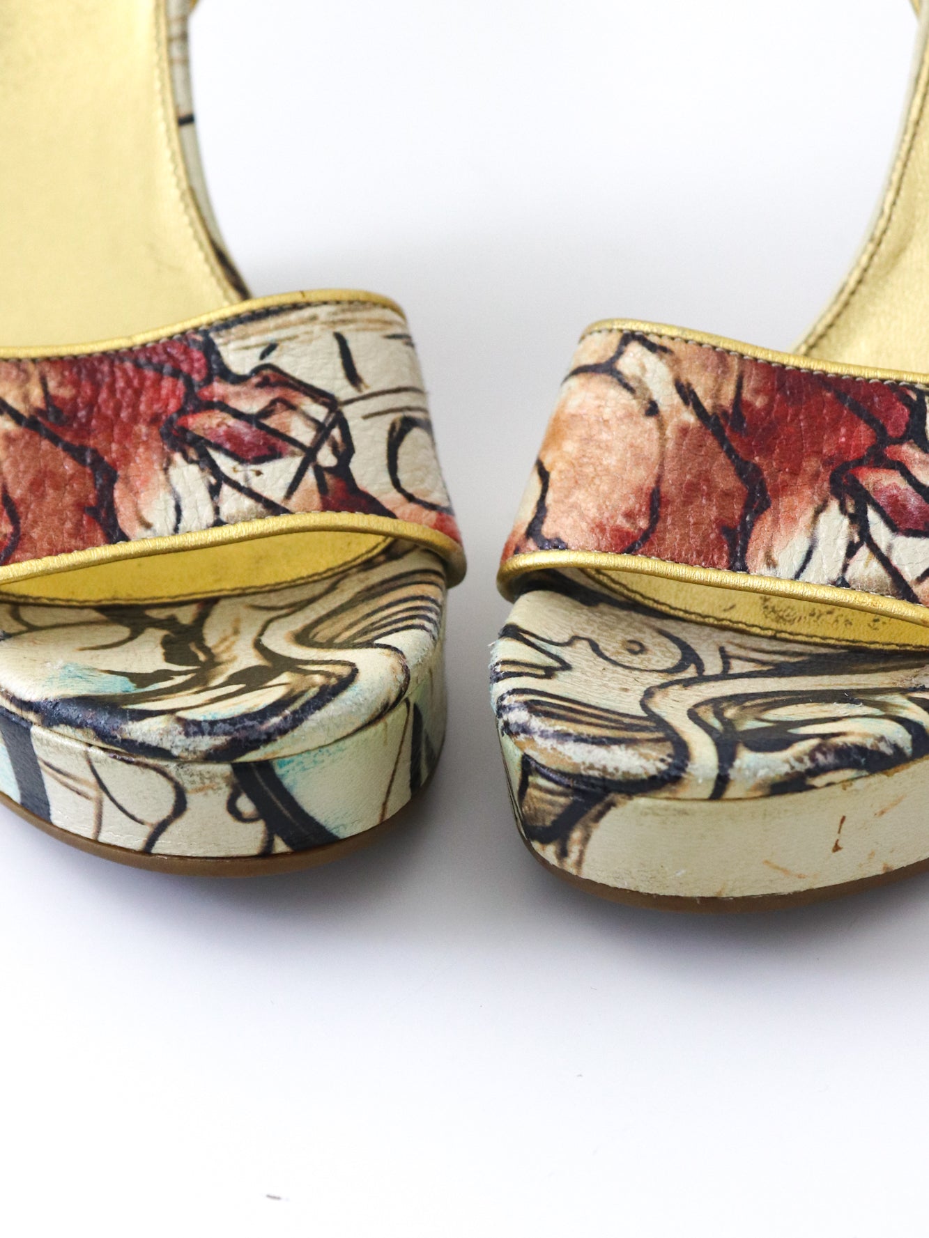 S/S 2008 Prada Fairy Collection James Jean Printed Wedge Heels / 36 (US 6)