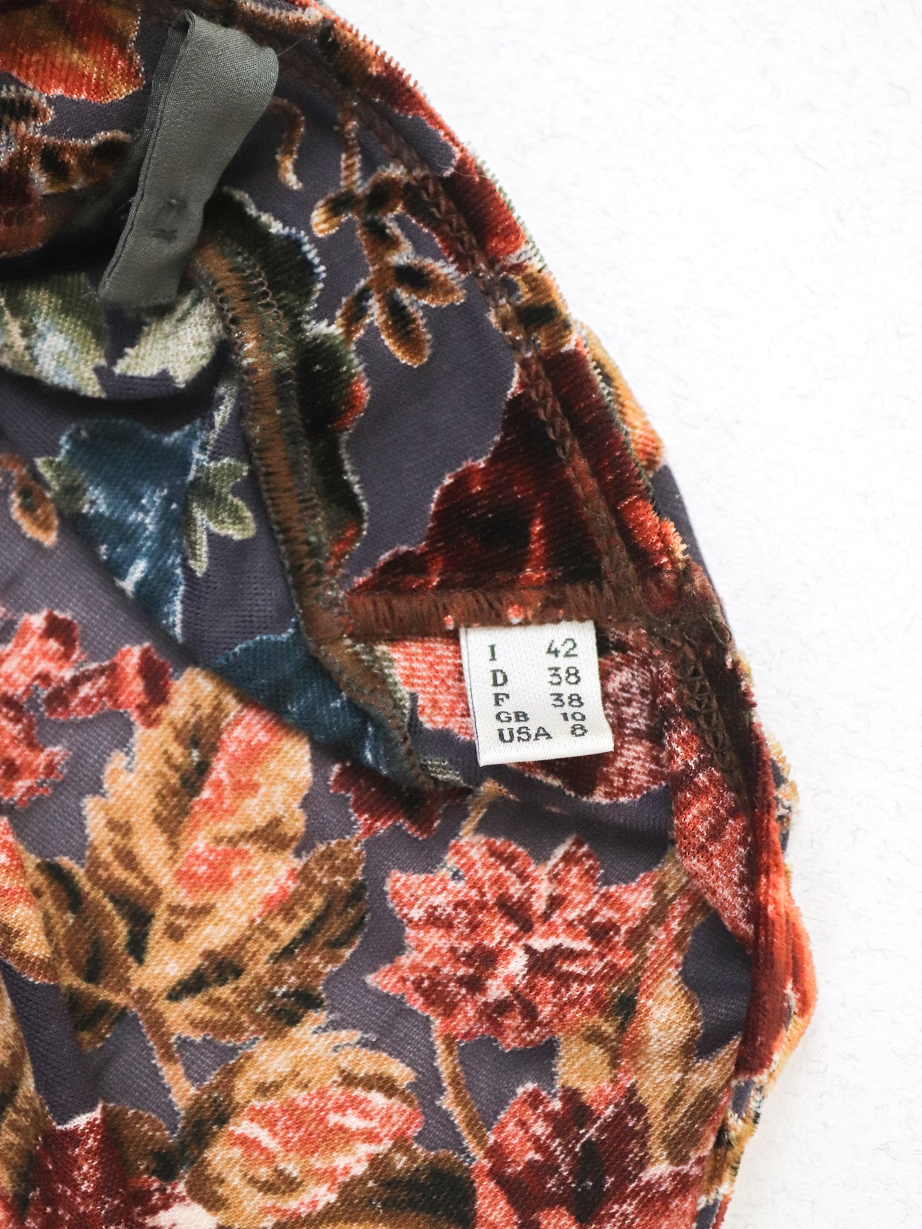 F/W 1997 Rifat Ozbek Burnout Velvet Floral Print Runway Dress / IT 42 (S-M)