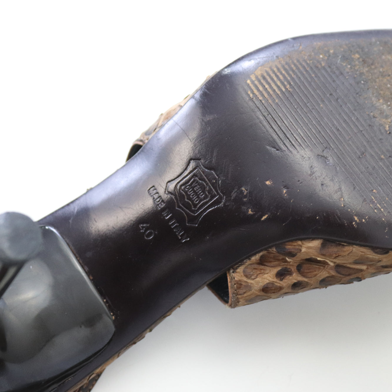 Vintage F/W 1999 Dolce&Gabbana Brown Python Leather Snakeskin Slingback Heels / 40 (US 10)