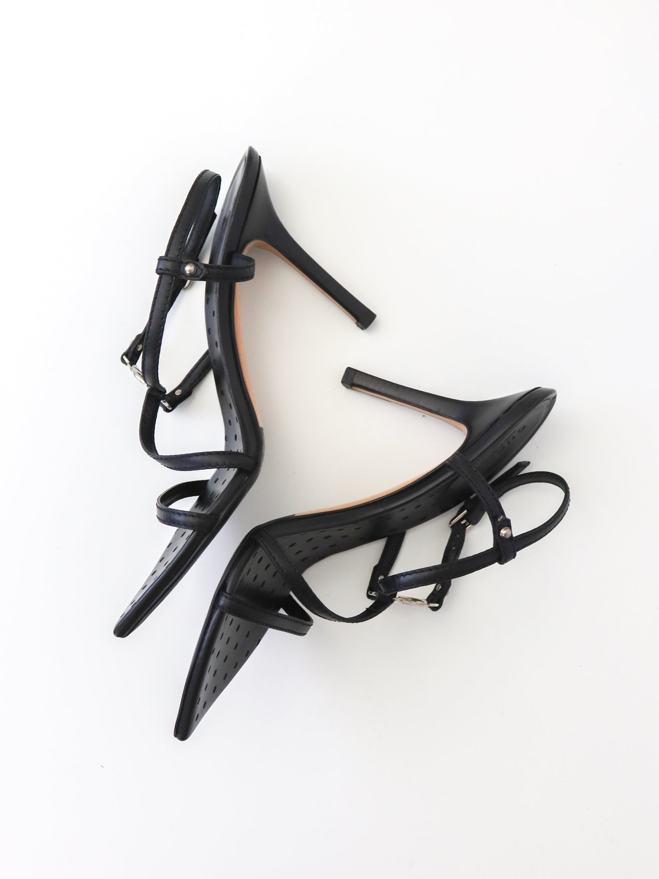 Vintage Gucci by Tom Ford Black Interlocking G Logo Strappy Sandals / 37 (US 7)