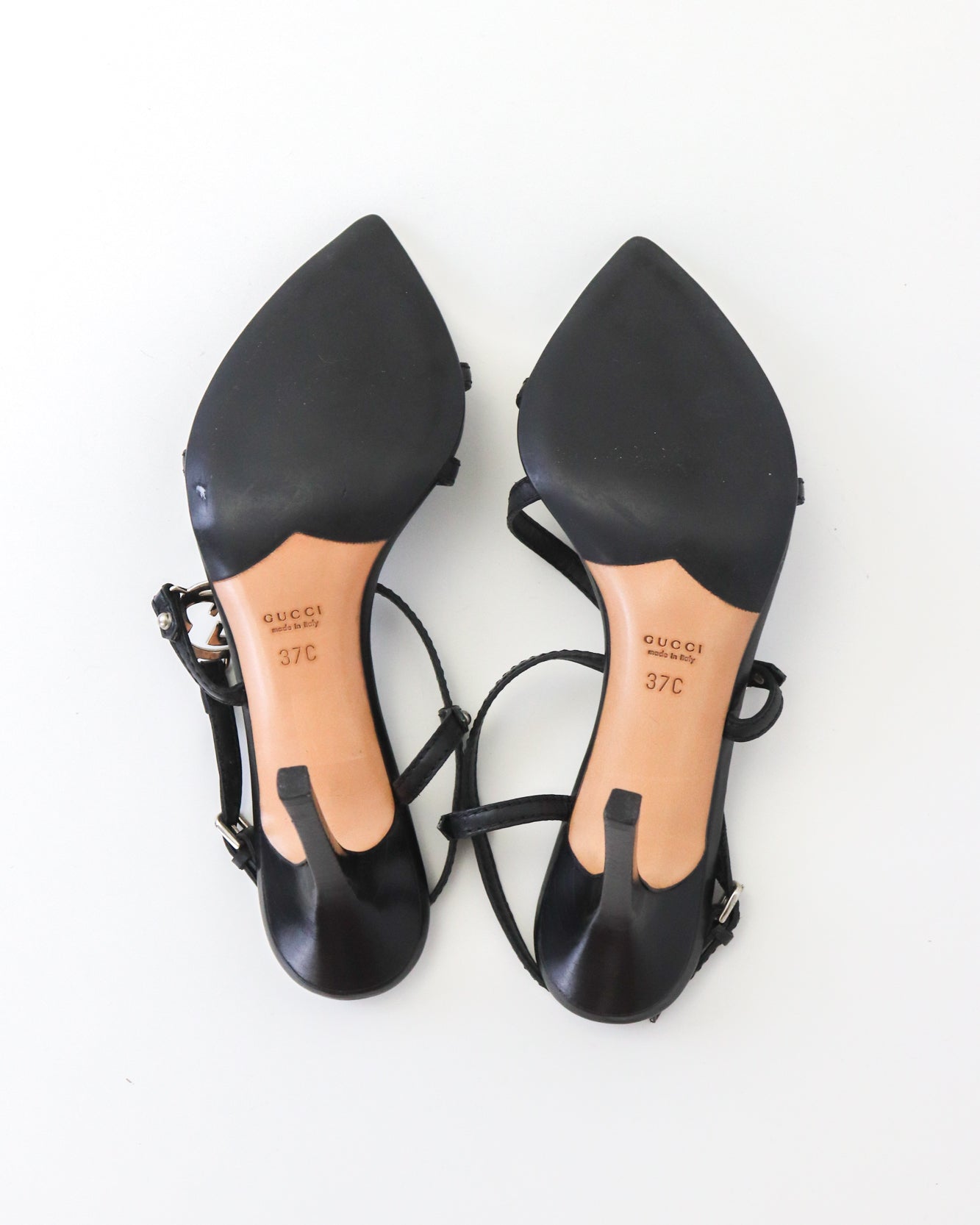 Vintage Gucci by Tom Ford Black Interlocking G Logo Strappy Sandals / 37 (US 7)