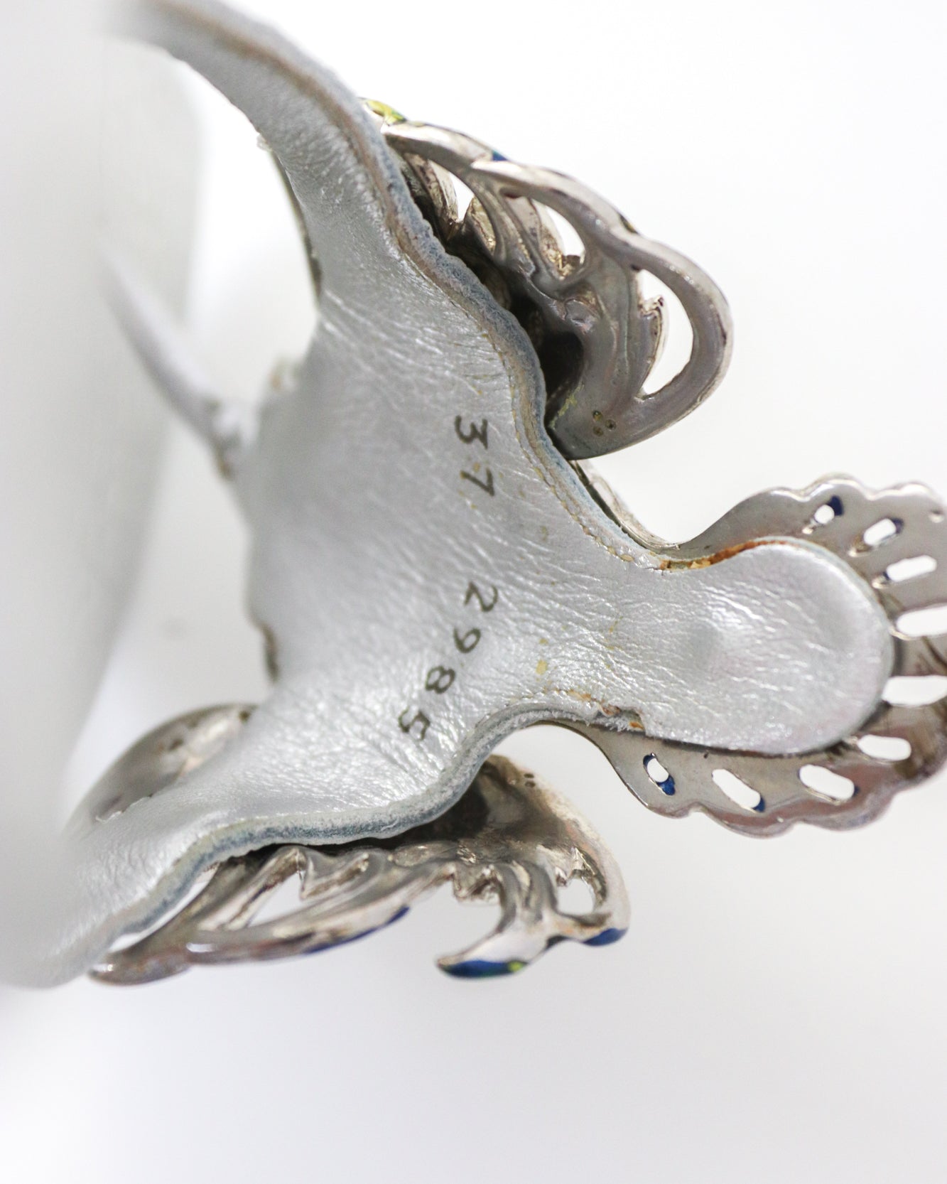 Vintage Vicini Giuseppe Zanotti Silver Fish Thong Mule Heels / 37 (US 7)