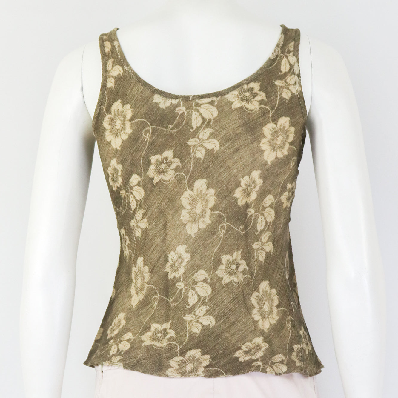 Vintage S/S 1994 Calvin Klein Collection Beige Silk Floral Print Runway Top / S