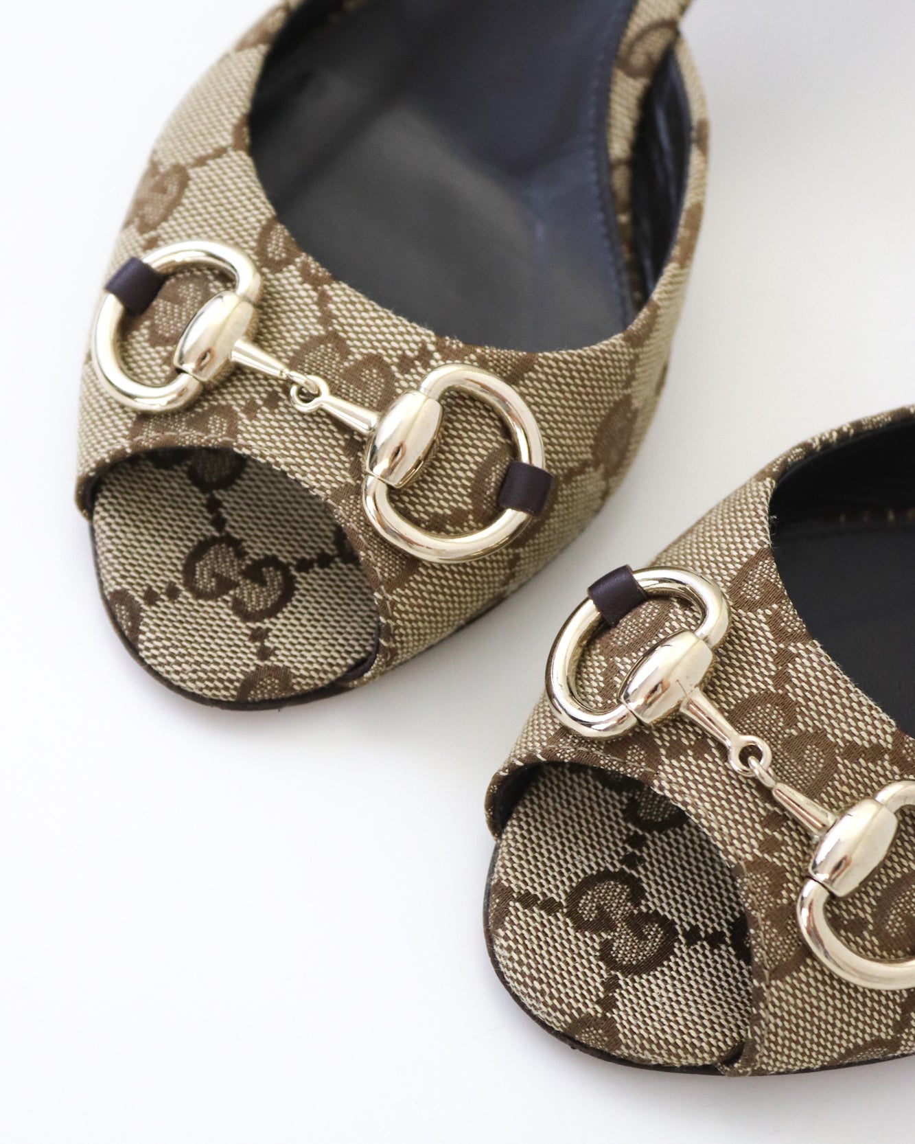 Vintage 2000s Gucci GG Monogram Kitten Heel Mules Horsebit Detail / 36.5 (US 6.5)