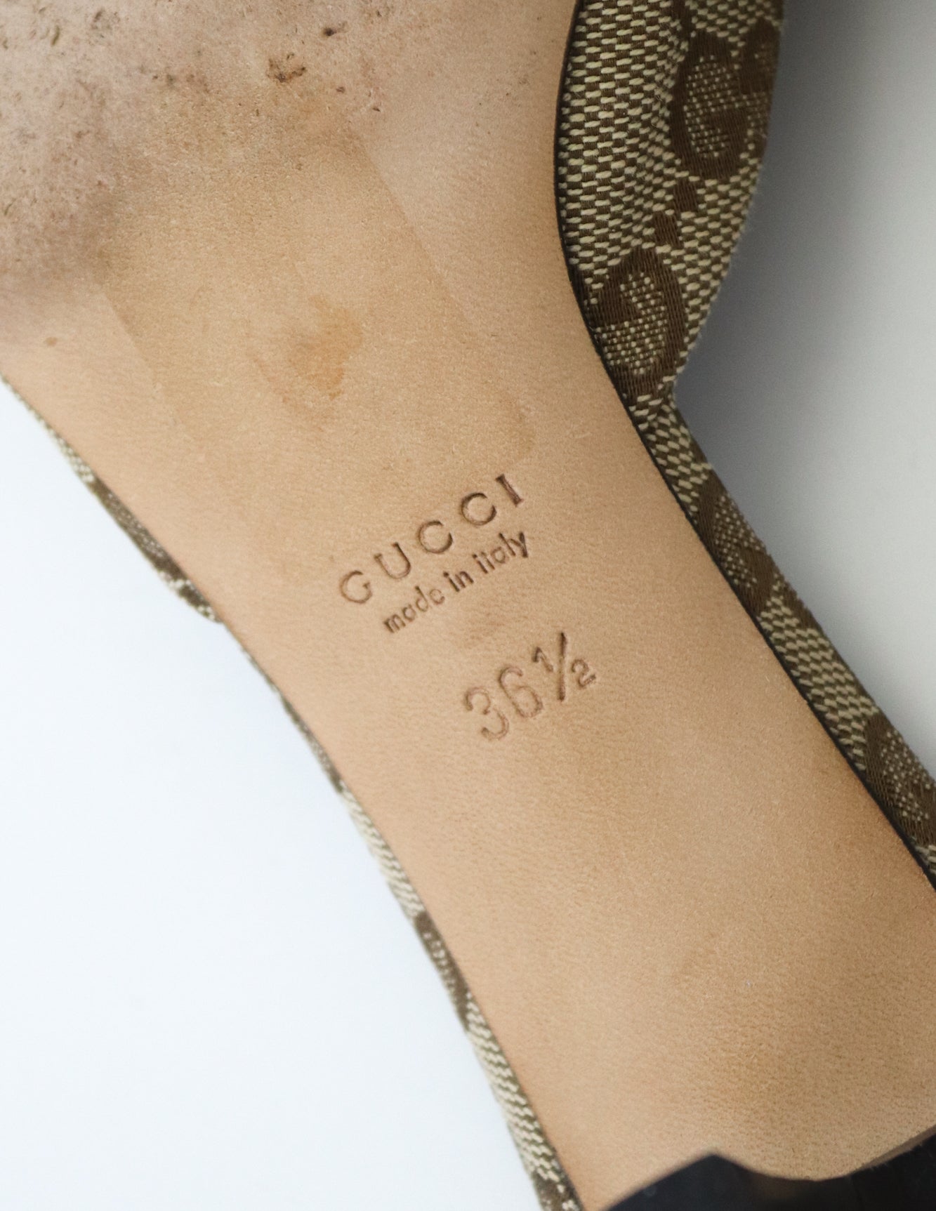 Vintage 2000s Gucci GG Monogram Kitten Heel Mules Horsebit Detail / 36.5 (US 6.5)