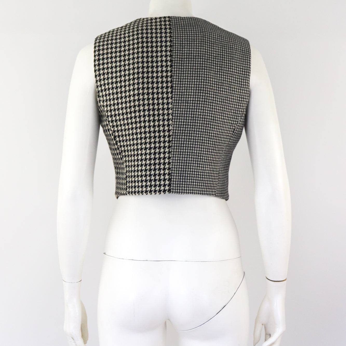 Vintage F/W 1993 Dolce&Gabbana Wool Patchwork Check Houndstooth Waistcoat Top