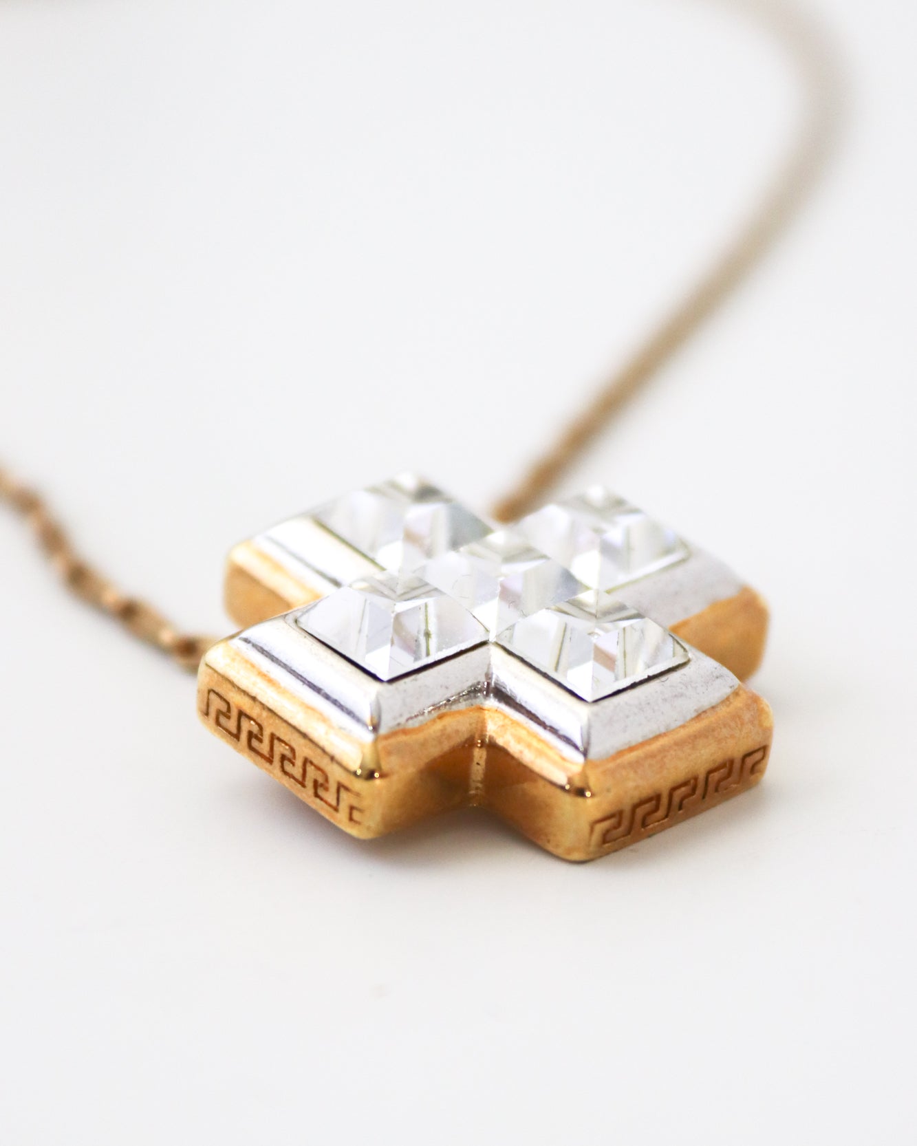 Vintage 1990s Gianni Versace Cross Pendant Medusa Necklace