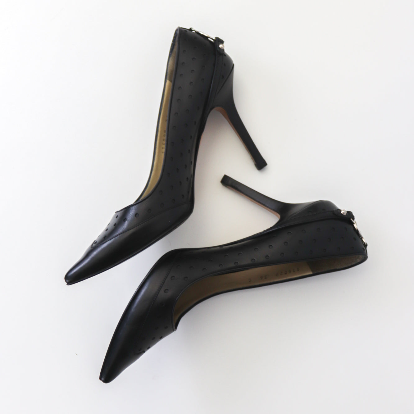 Vintage Gucci Black Leather GG Interlocking Logo Heels Pointed Toe Pumps / 36 (US 6)
