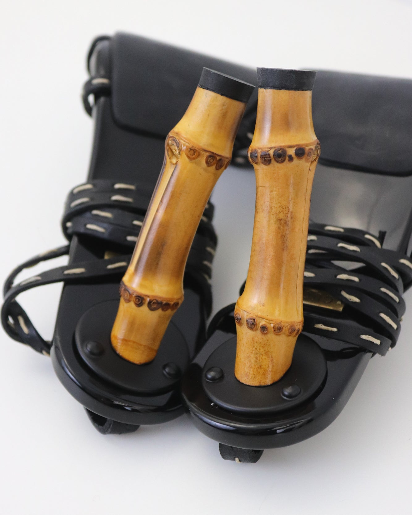 Vintage S/S 2002 Gucci by Tom Ford Iconic Ankle Wrap Lace Up Bamboo Heels / 36 (US 6)