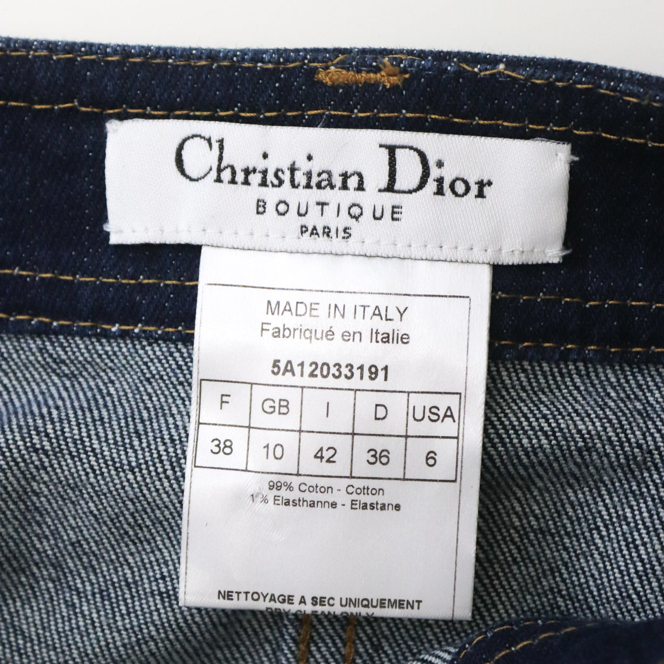 Vintage 2005 Christian Dior Boutique Galliano Era Denim Midi Skirt Heart Shaped Pockets / IT 42 (S-M)