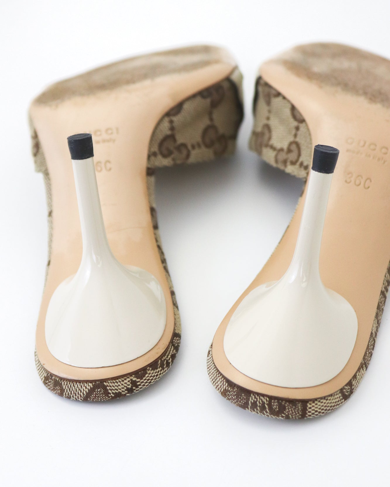 Vintage 2000s Gucci GG Monogram Canvas Mule Heels Horsebit Detail / 36 (US 6)
