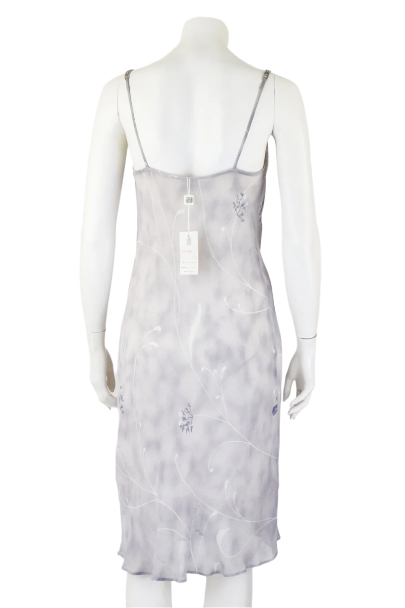NWT Vintage Maria Grazia Severi Pale Lilac Viscose Slip Dress Rhinestones Straps / IT 42 (S-M)