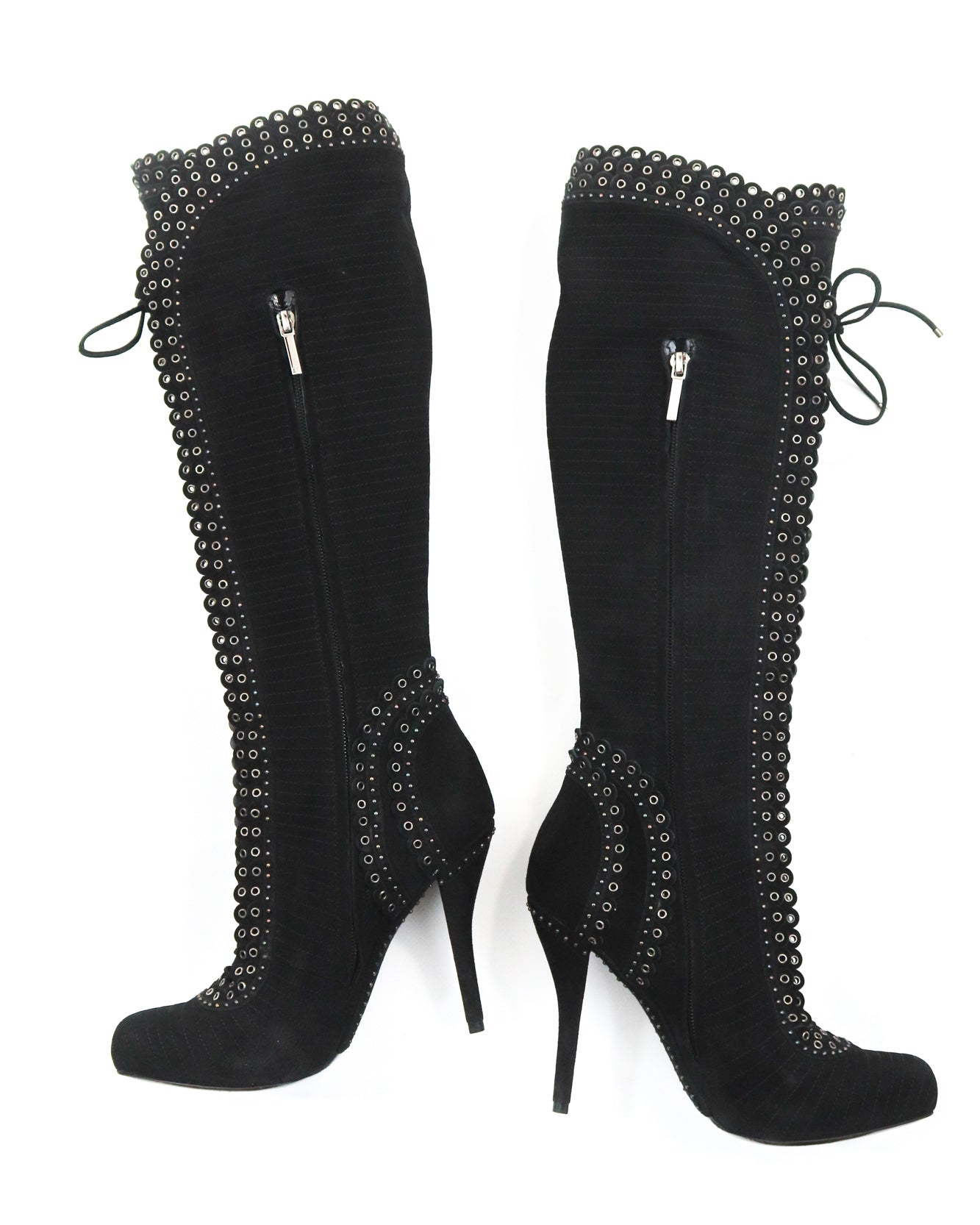 Christian Dior Muse Suede Corset Boots Eyelet Detail / 36.5 (US 6.5)