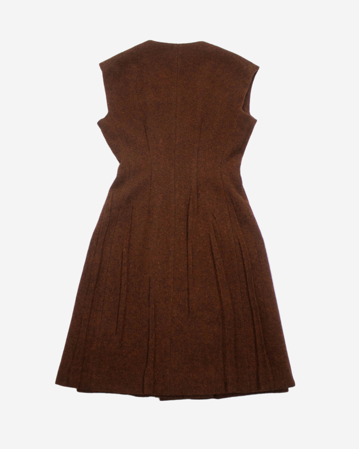 Vintage F/W 2009 Prada Terracotta Brown Wool Runway Dress / IT 38 (XS)