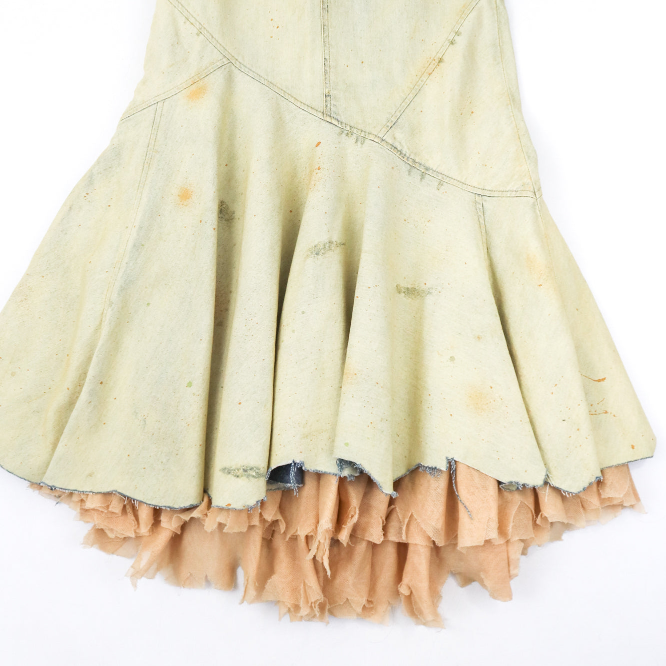 Vintage Ralph Lauren Layered Distressed Denim Long Asymmetric Maxi Skirt / S