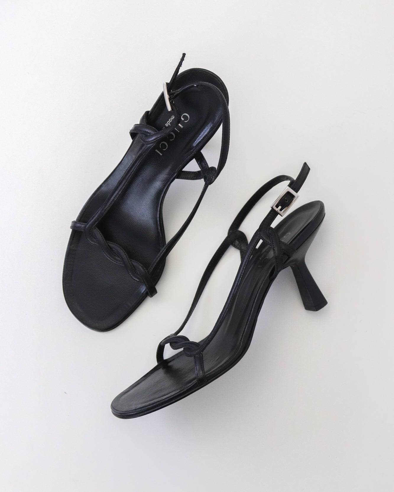 Vintage Gucci by Tom Ford Black Leather Sandals Braided Detail / 37.5 ( US 7.5)