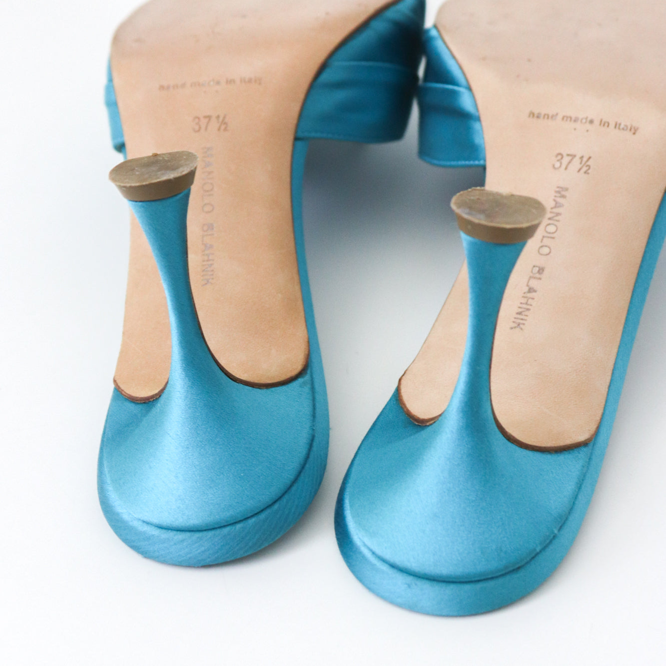 Manolo Blahnik S/S 2019 Igura Satin Mules Bejeweled Crystal Starfish Heels / 37.5 (US 7.5)