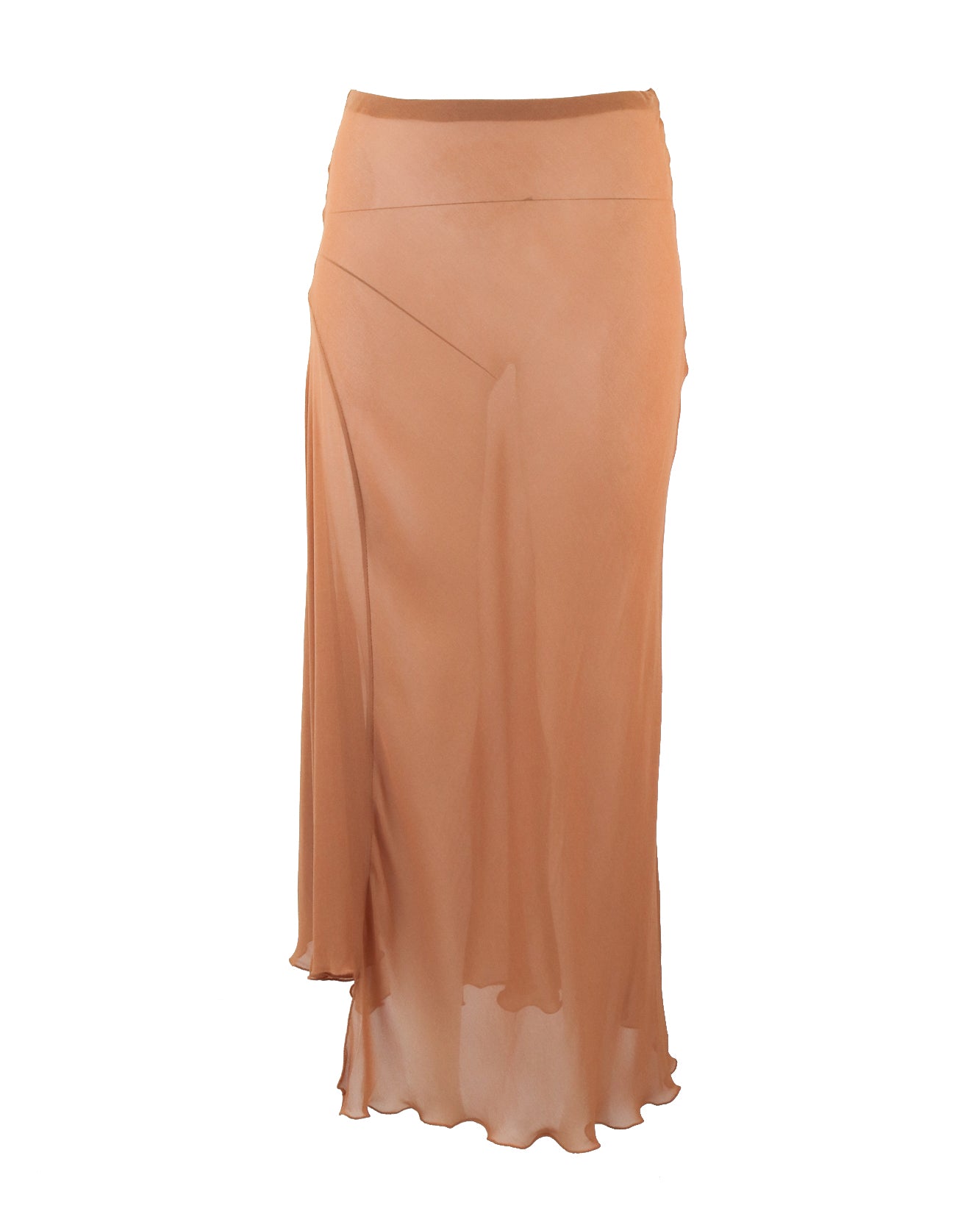 Vintage 1990s Anna Molinari Blumarine Long Sheer Asymmetric Ruffled Skirt / IT 42 (S)