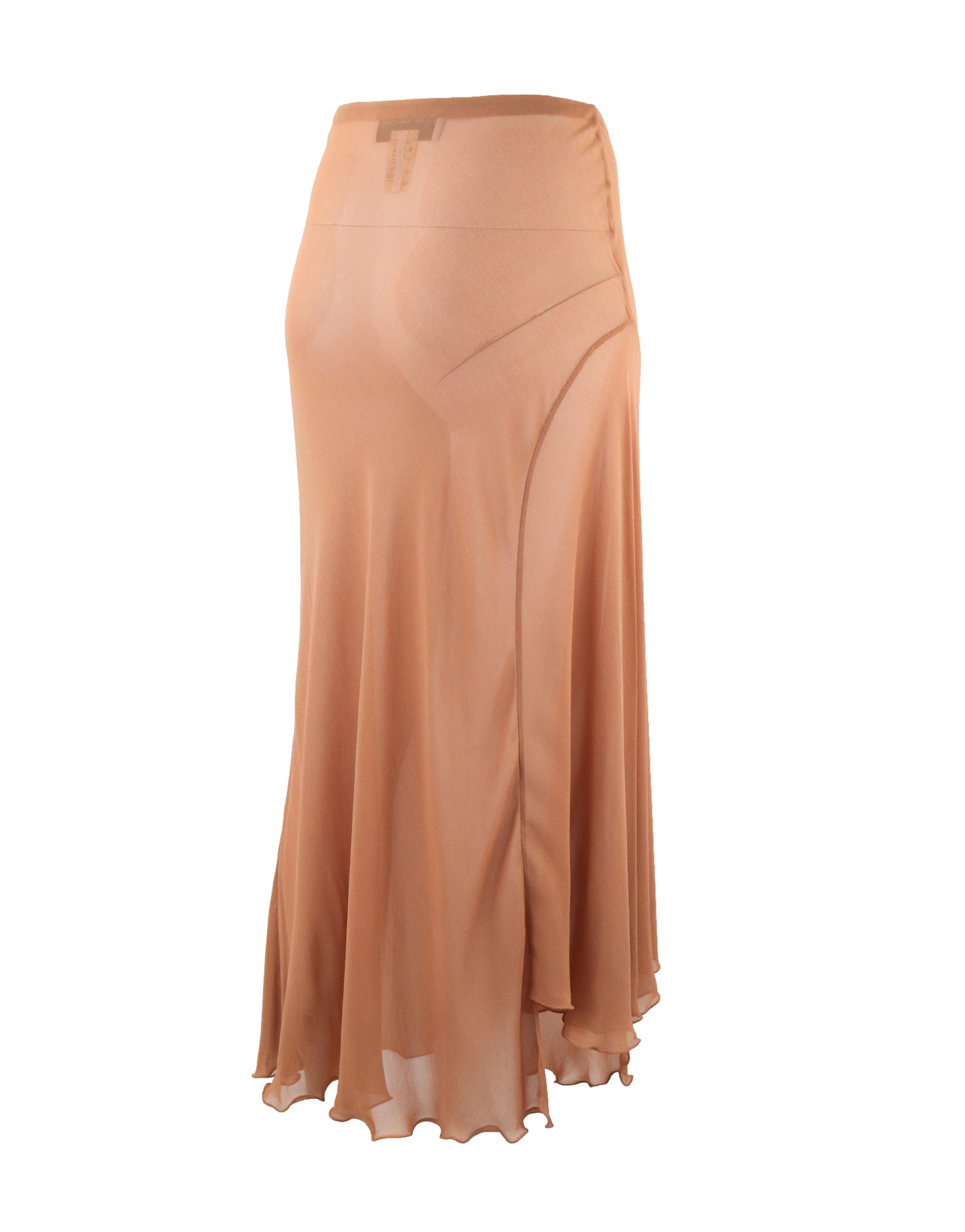Vintage 1990s Anna Molinari Blumarine Long Sheer Asymmetric Ruffled Skirt / IT 42 (S)