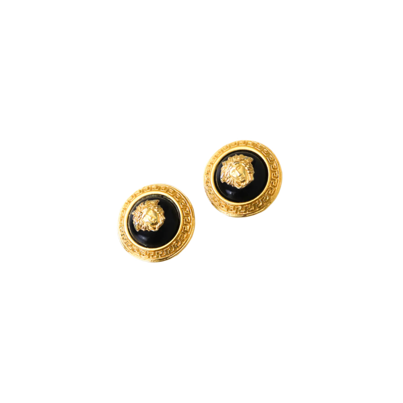 Vintage 1990s Gianni Versace Gold Medusa Head Clip-On Earrings
