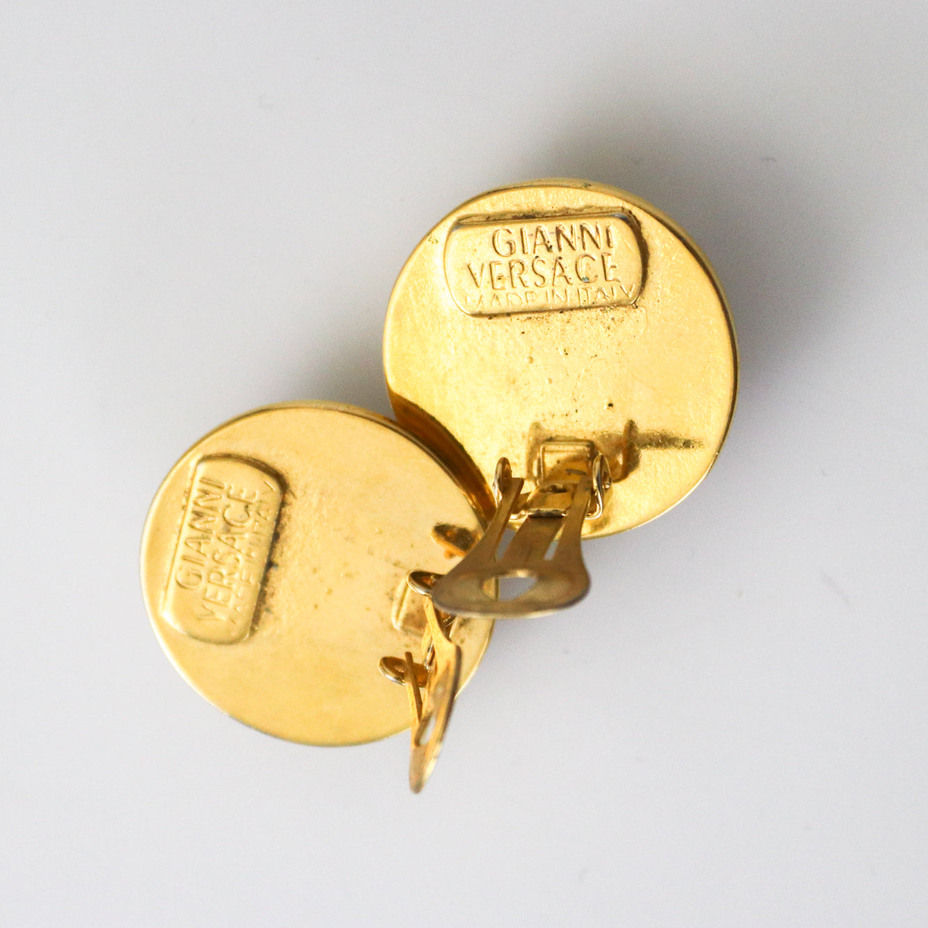 Vintage 1990s Gianni Versace Gold Medusa Head Clip-On Earrings