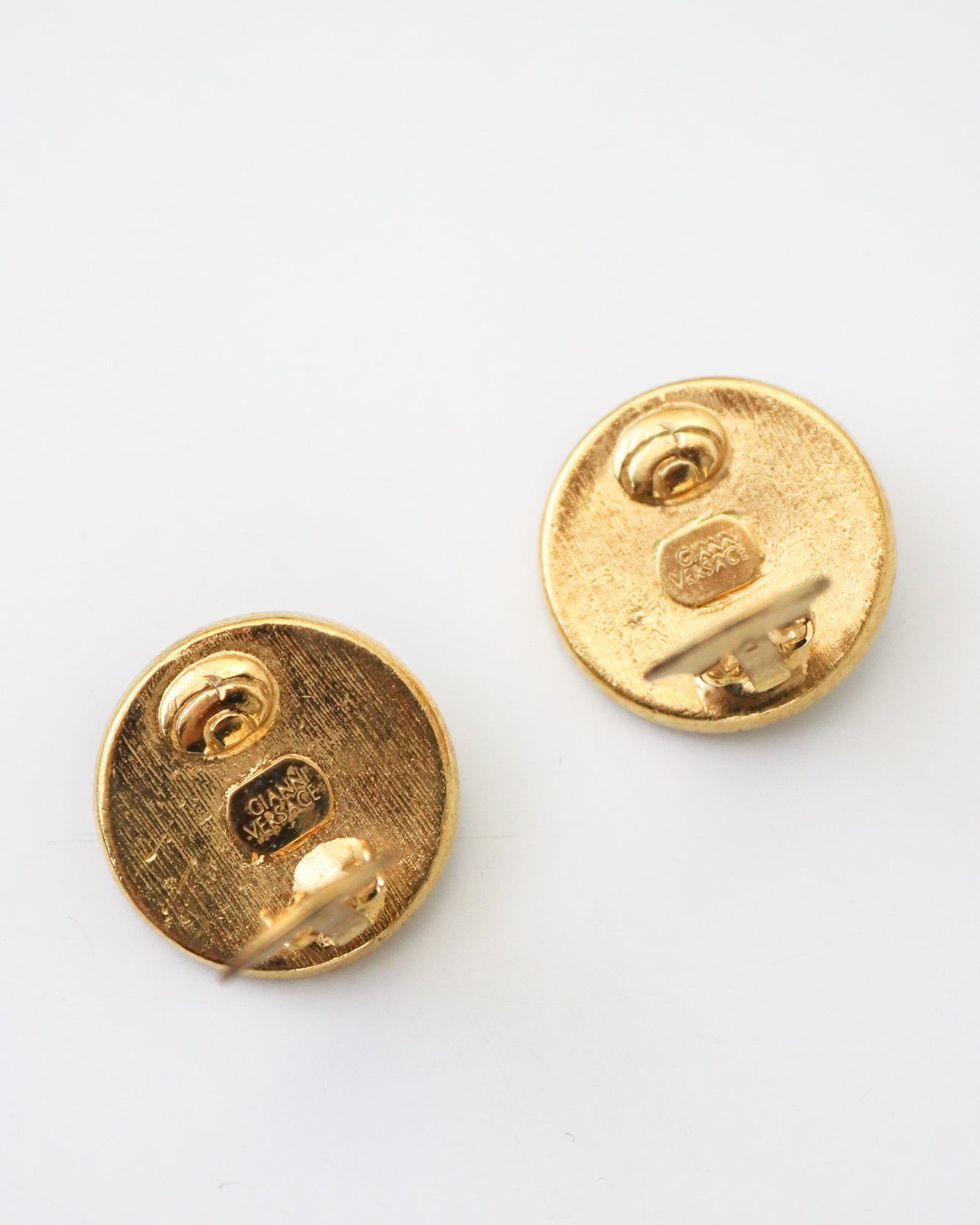 Vintage 1990s Gianni Versace Gold Medusa Head Rhinestone Clip-On Earrings