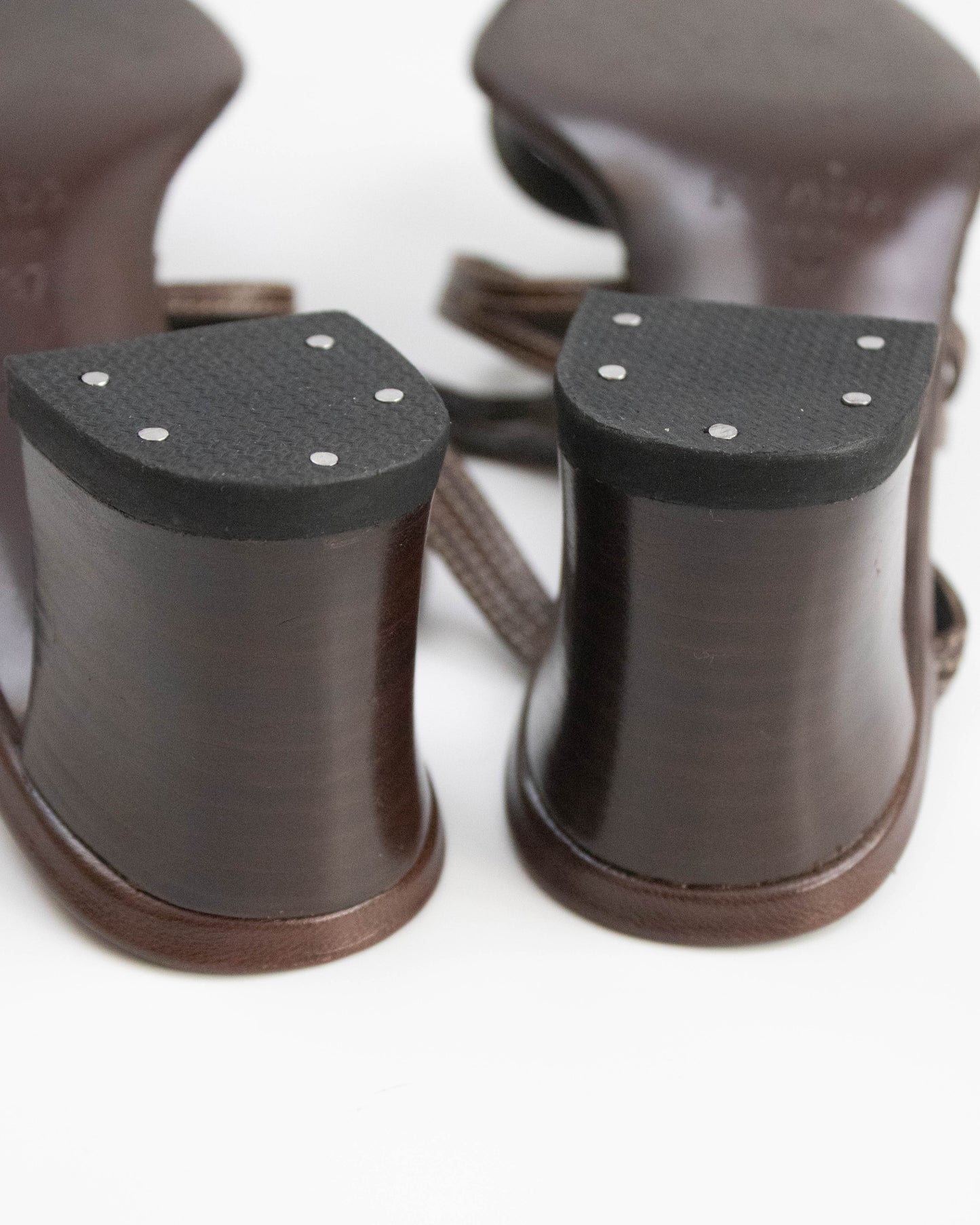 Vintage 1990s Prada Brown Block Heel Mules / 37 (US 7)