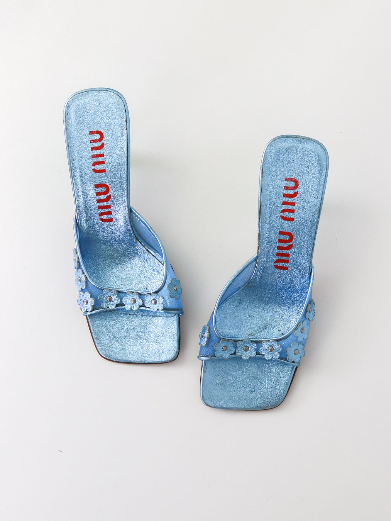 Vintage 1999 Miu Miu Prada Mesh Mules Flower Detail / 35 (US 5)