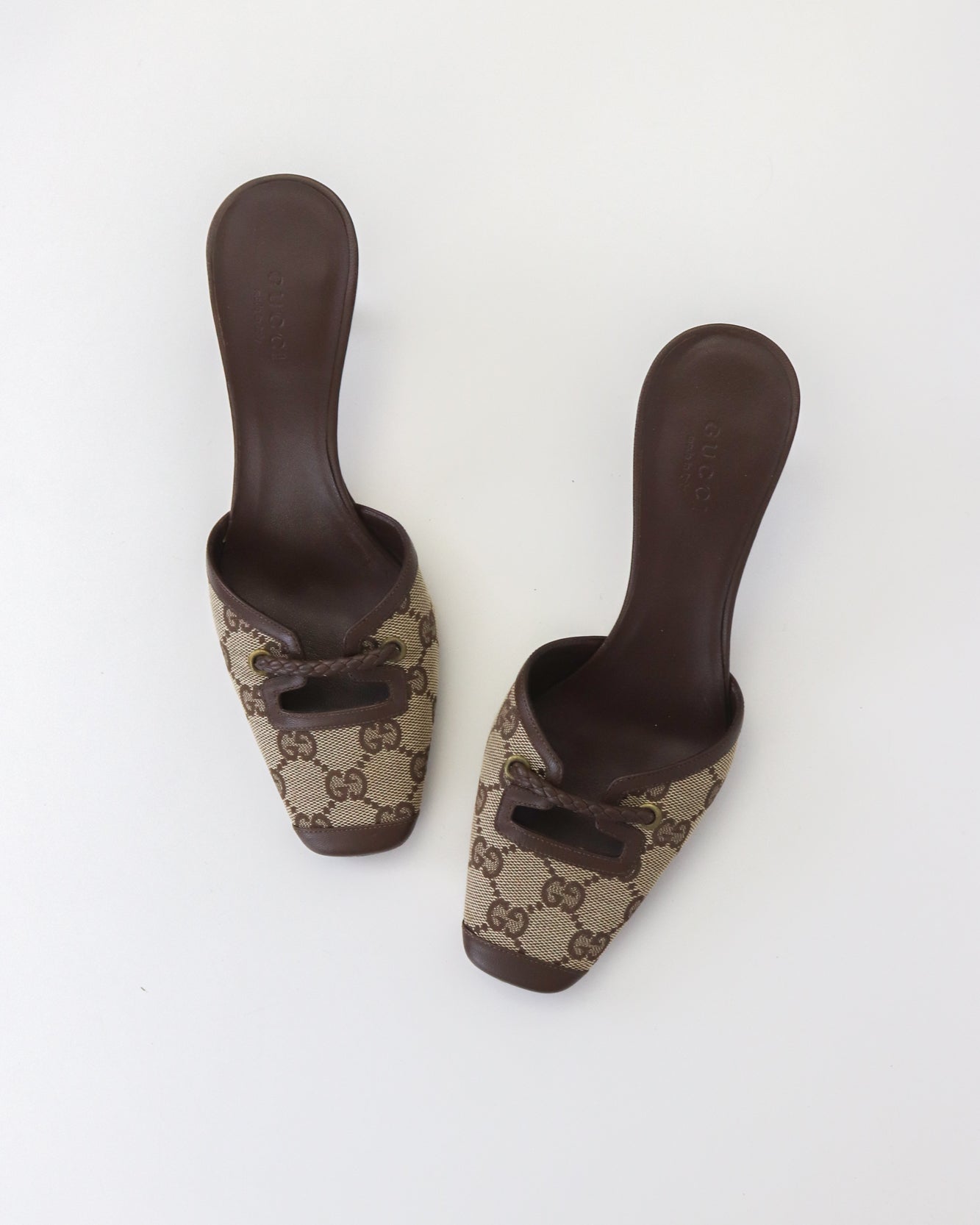 Vintage 2000s Gucci Classic GG Monogram Kitten Heel Mules / 36 (US 6)